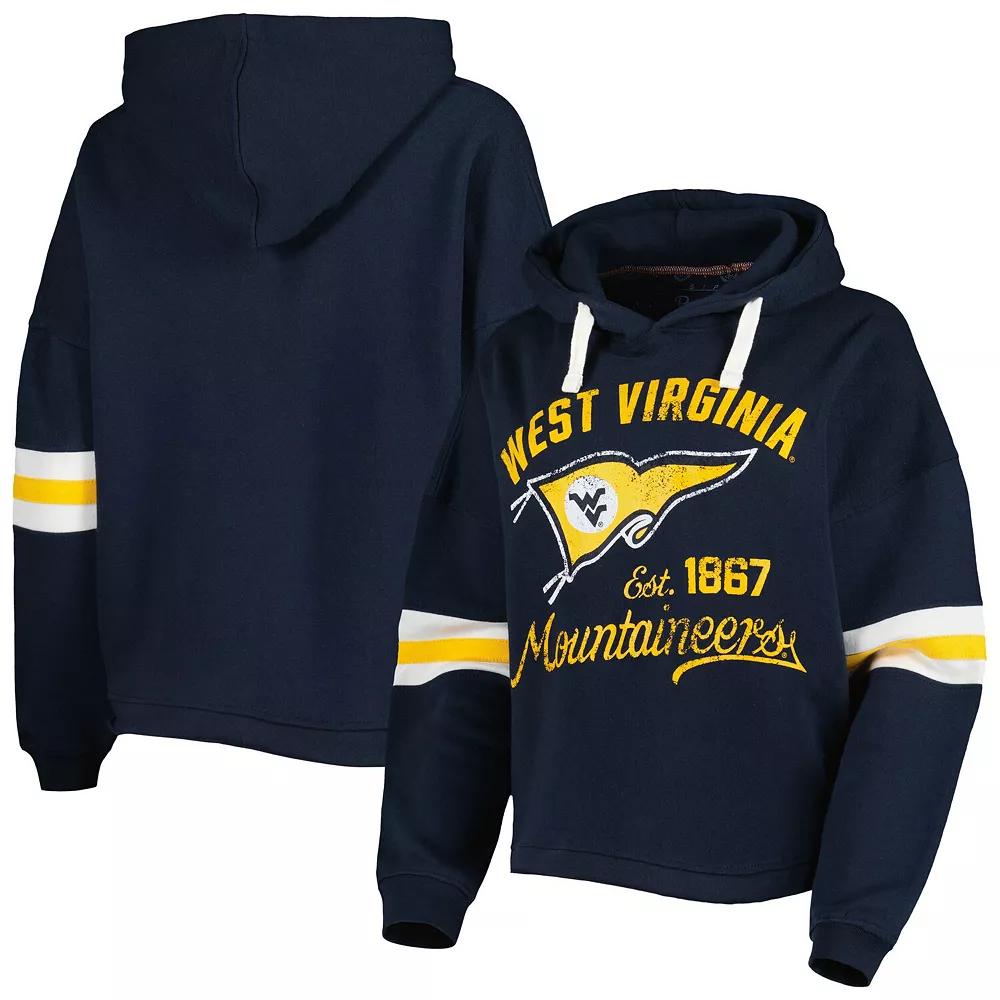 Women's Pressbox Navy West Virginia Mountaineers Super Pennant Pullover Hoodie,  Product Image