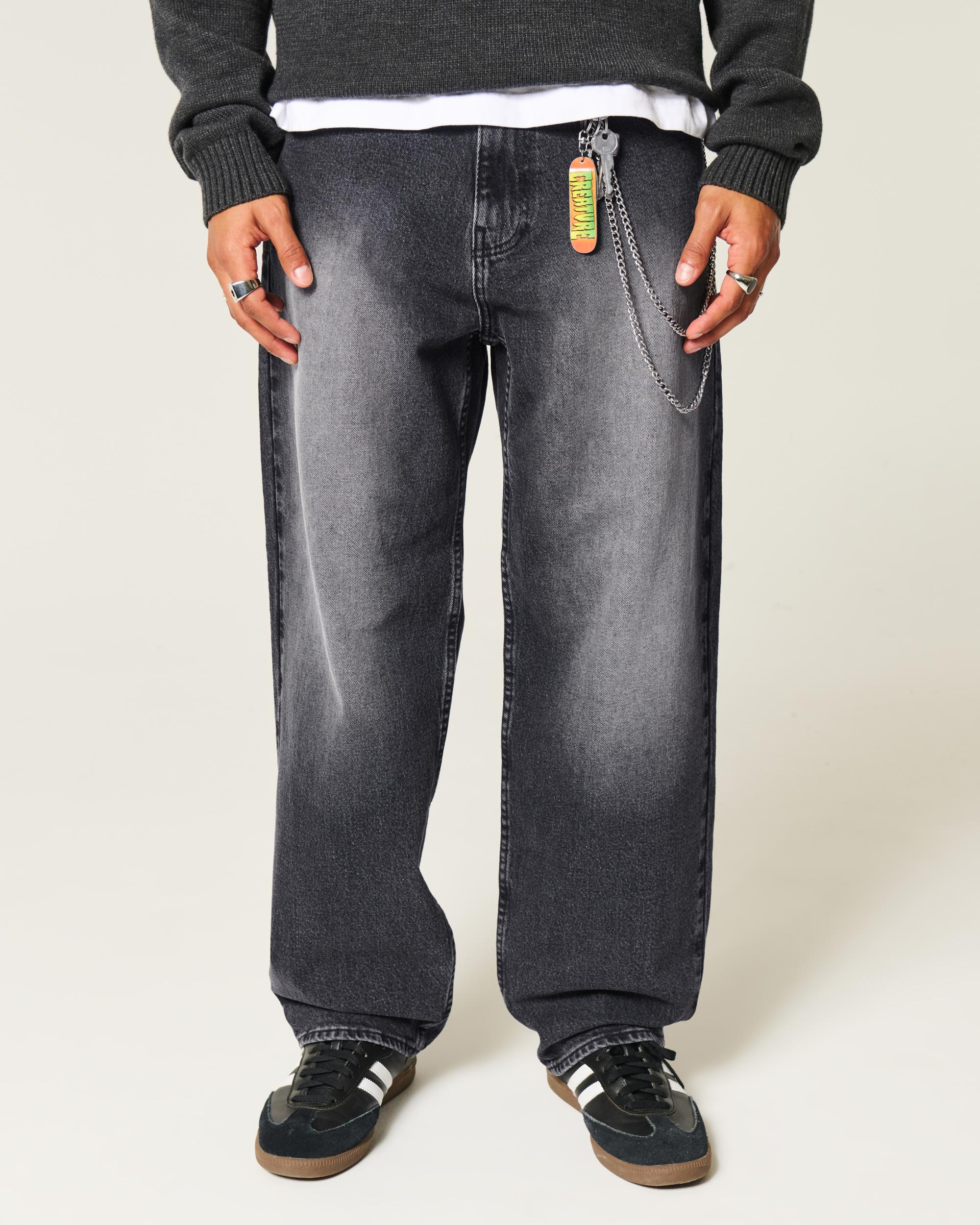 Washed Black Skater Baggy Jeans Product Image