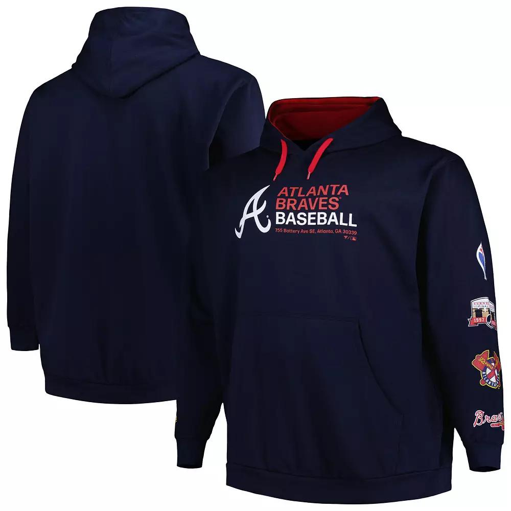 Men's Navy Atlanta Braves Big & Tall Fleece Pullover Hoodie, Size: 2XB, Blue Product Image
