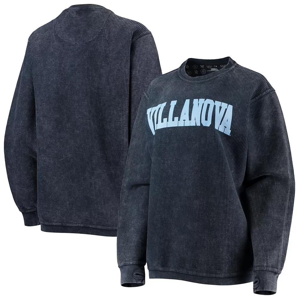 Women's Pressbox Navy Villanova Wildcats Comfy Cord Vintage Wash Basic Arch Pullover Sweatshirt,  Product Image