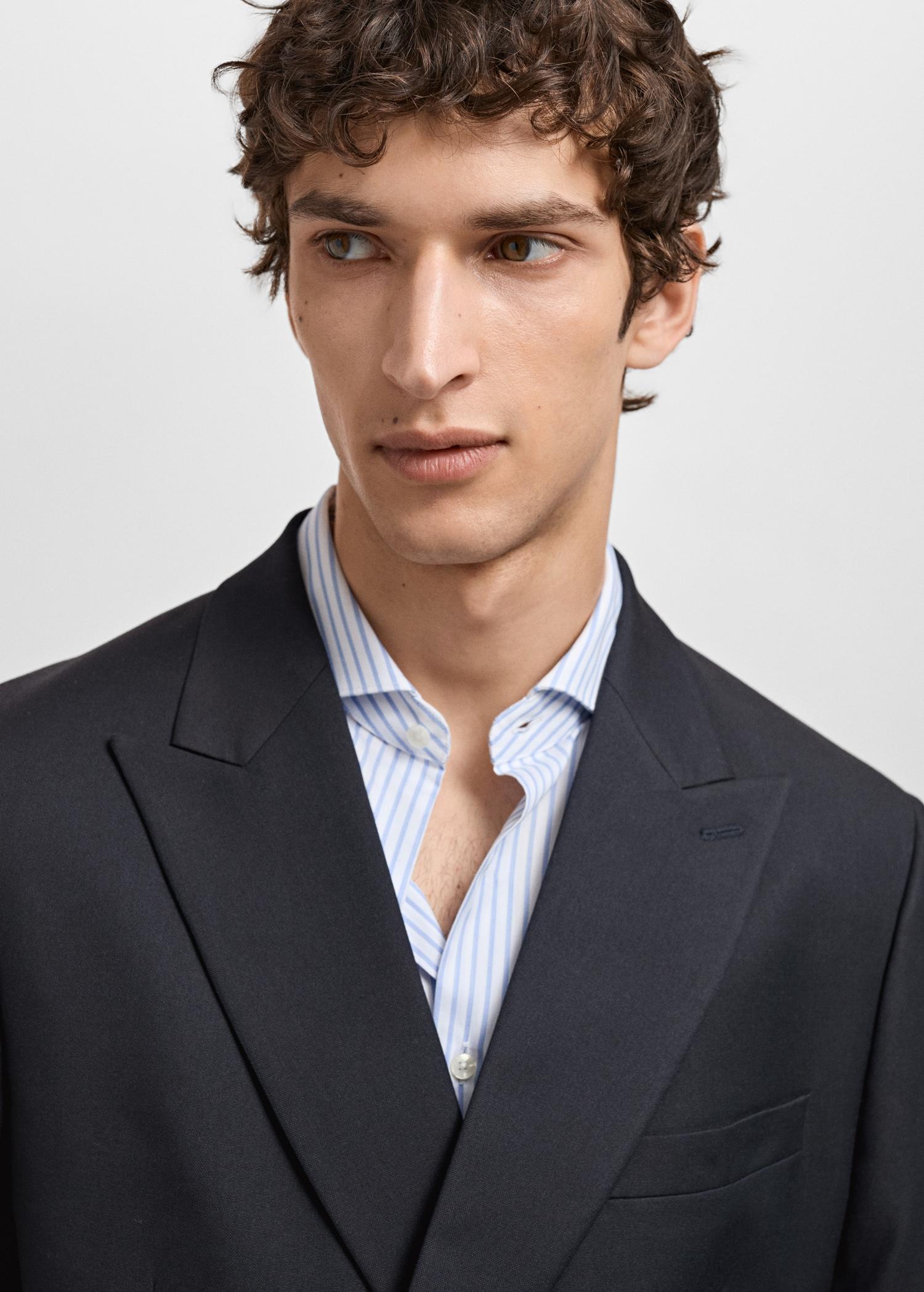 Monaco double-breasted slim-fit suit blazer - Men | MANGO USA Product Image