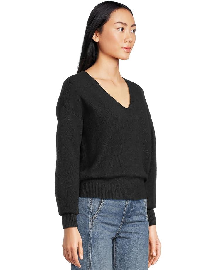 Stripe V-Neck Cozy Cotton Wedged Pullover Product Image