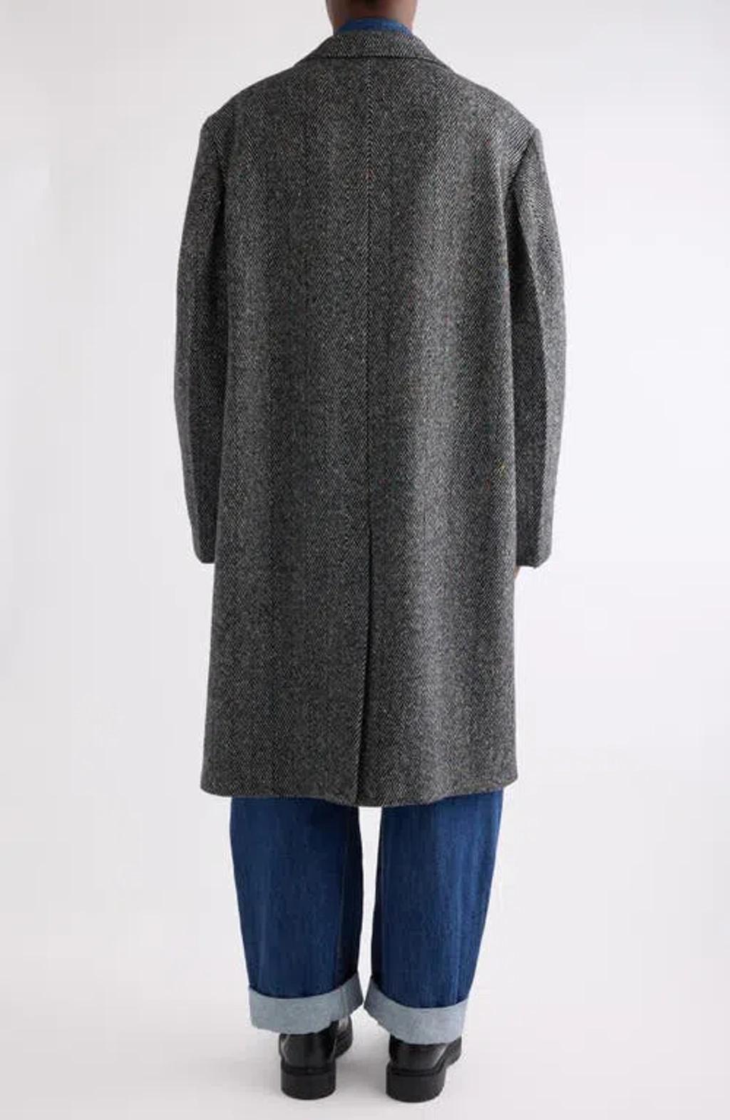 GIVENCHY Men Wool Blend Coat With Herringbone Motif In Multi Product Image