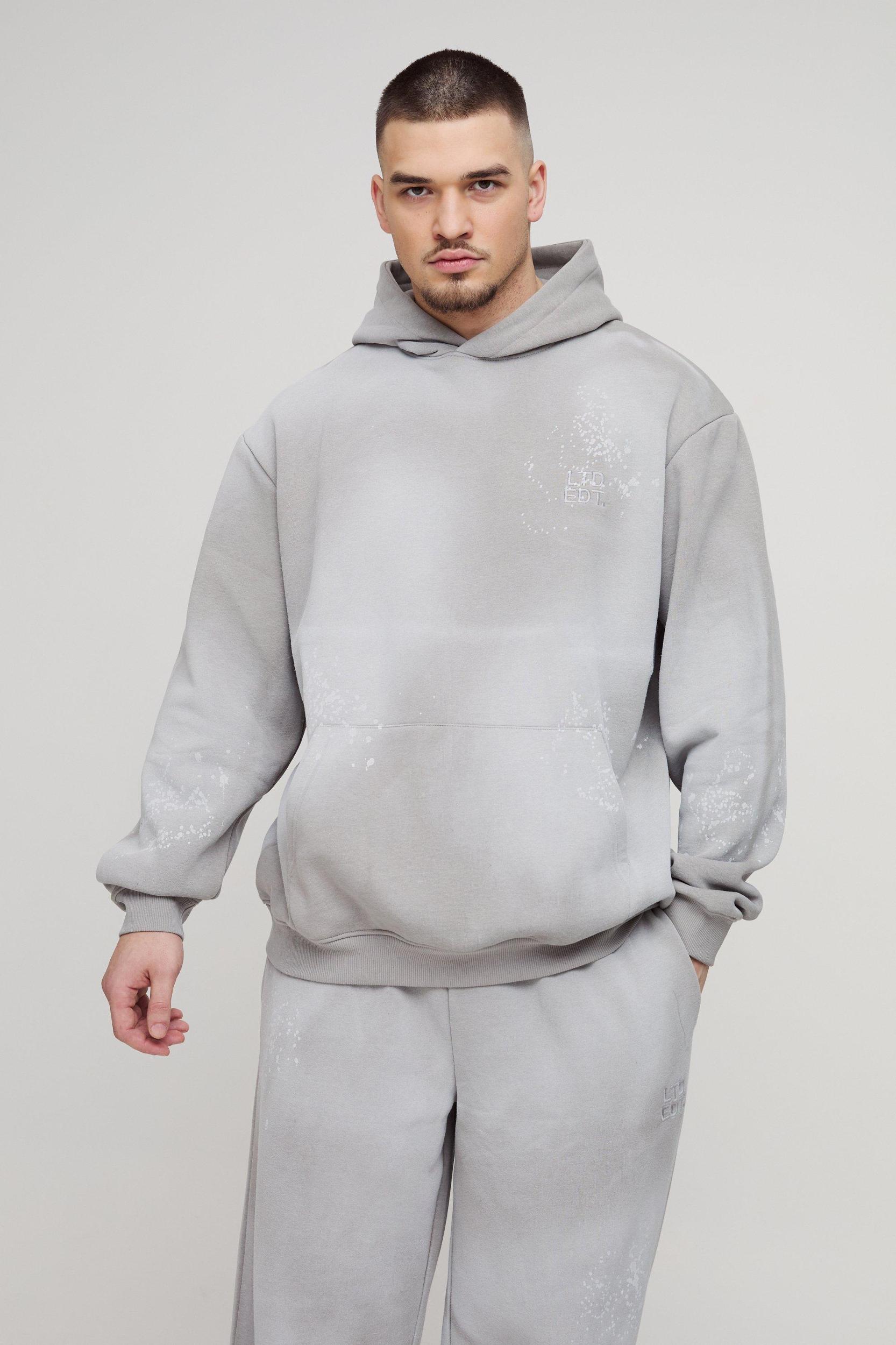 Tall Oversized Embroidered Spray Wash Wide Fit Boxer Sweatpants Tracksuit | boohooMAN USA Product Image