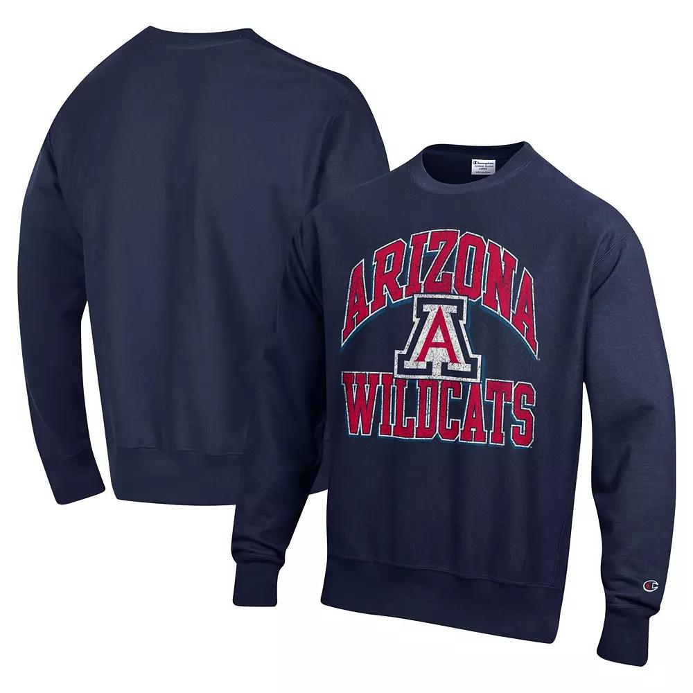 Men's Champion Navy Arizona Wildcats Vault Late Night Reverse Weave Pullover Sweatshirt,  Product Image