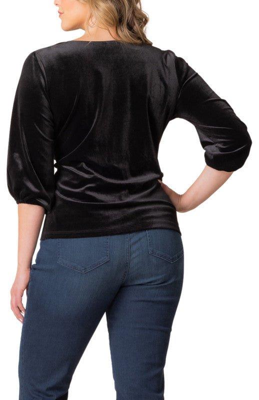 Odette Velvet Faux Wrap Top - Plus Product Image