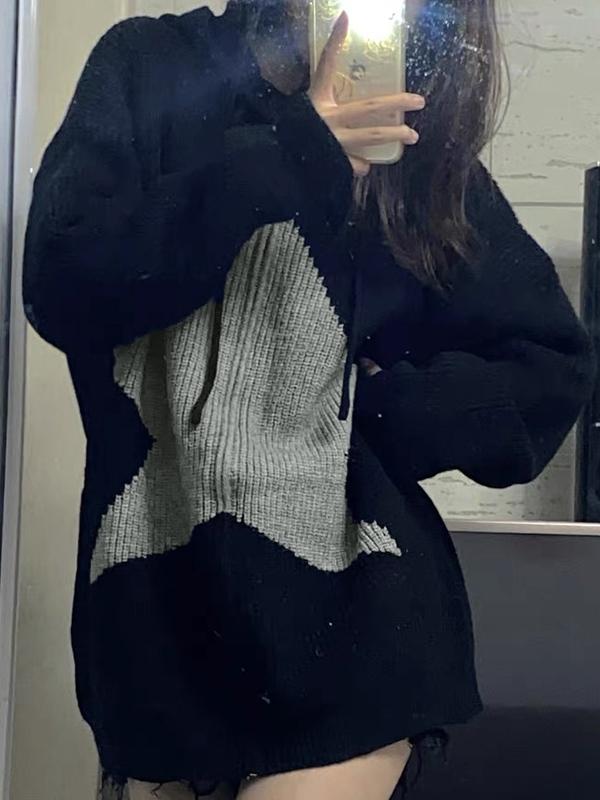 Big Star Print Hooded Cardigan Product Image