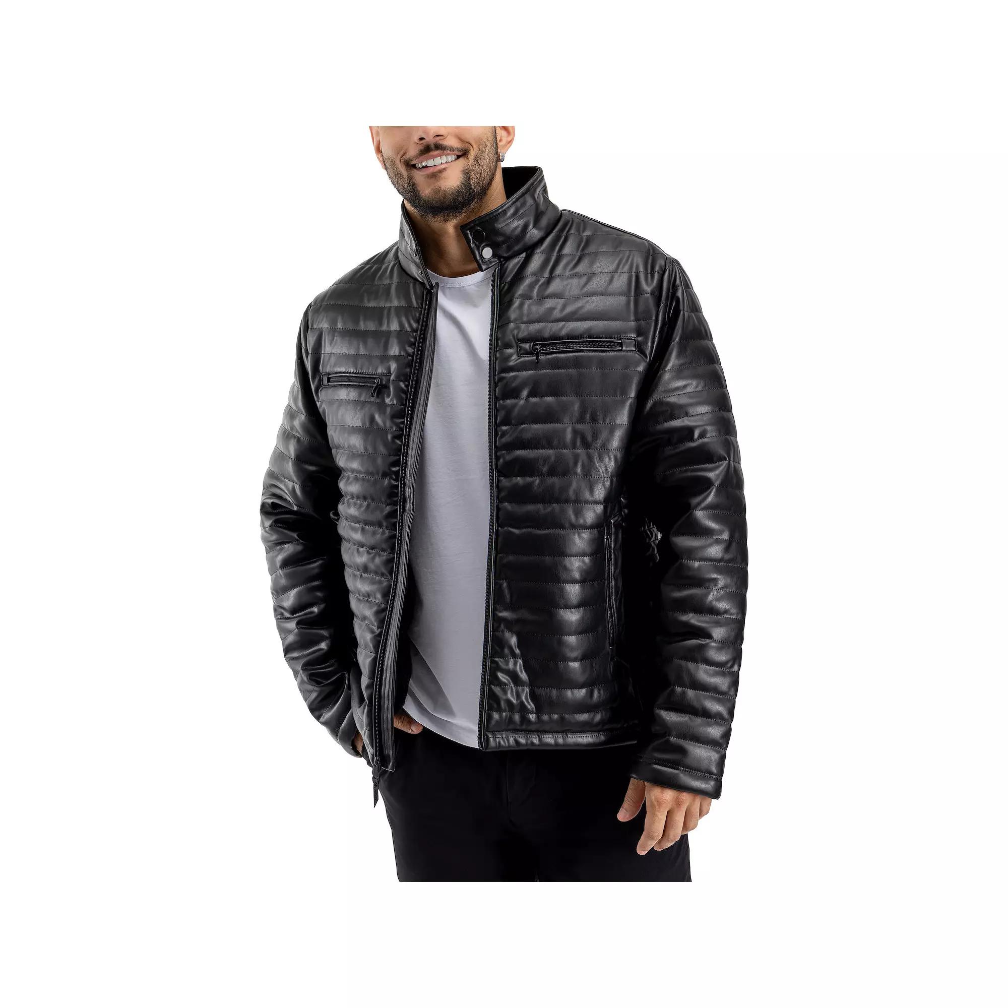 Men's Xray Faux Leather Quilted Jacket,  Product Image