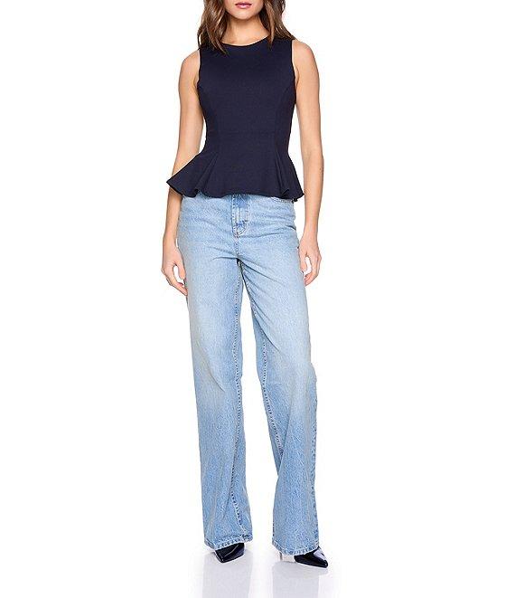 Susana Monaco Knit Crew Neck Sleeveless Trumpet Top Product Image