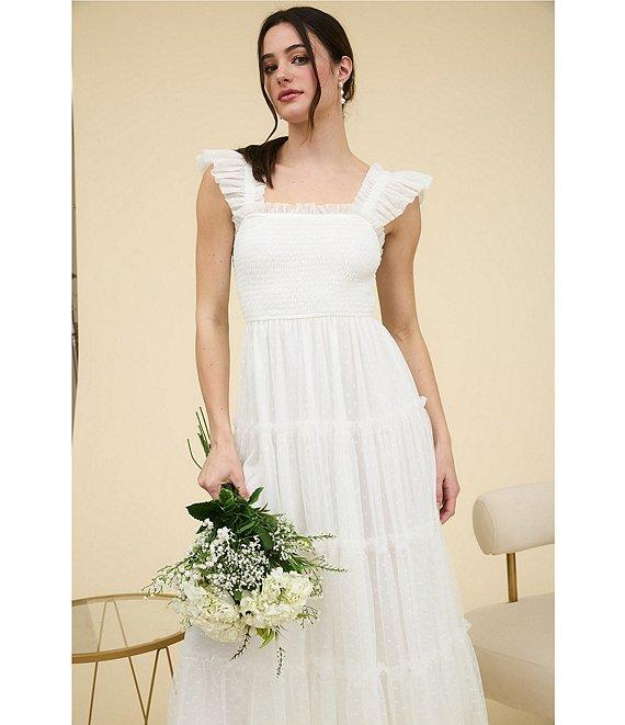 Blu Pepper Lace Square Neck Sleeveless Tiered Midi Dress Product Image