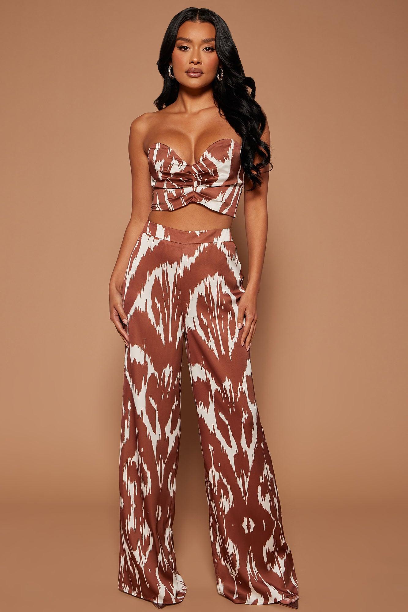 Emmaline Satin Top - Brown/combo Product Image