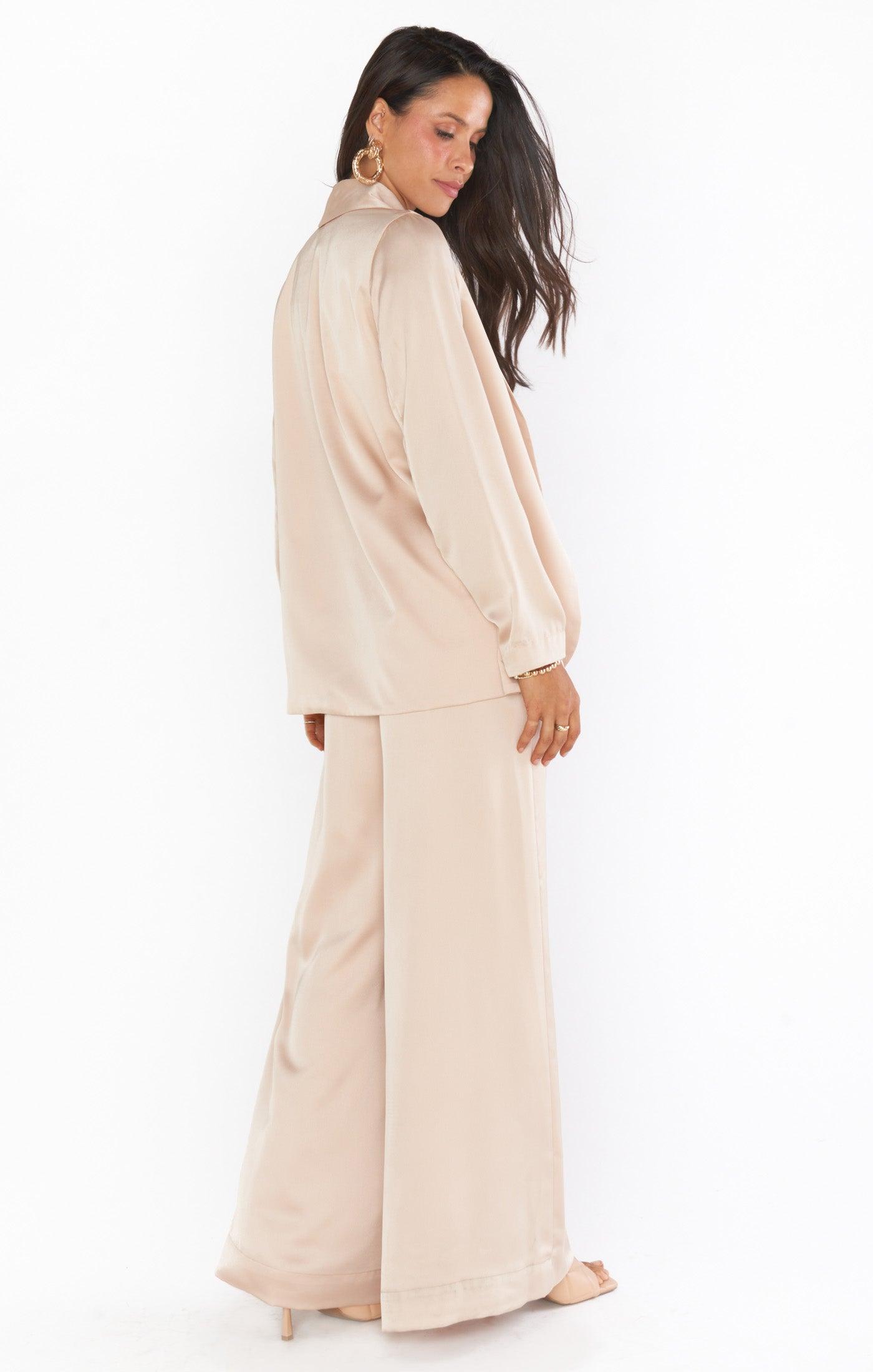 Irwin Pants ~ Champagne Luxe Satin Product Image