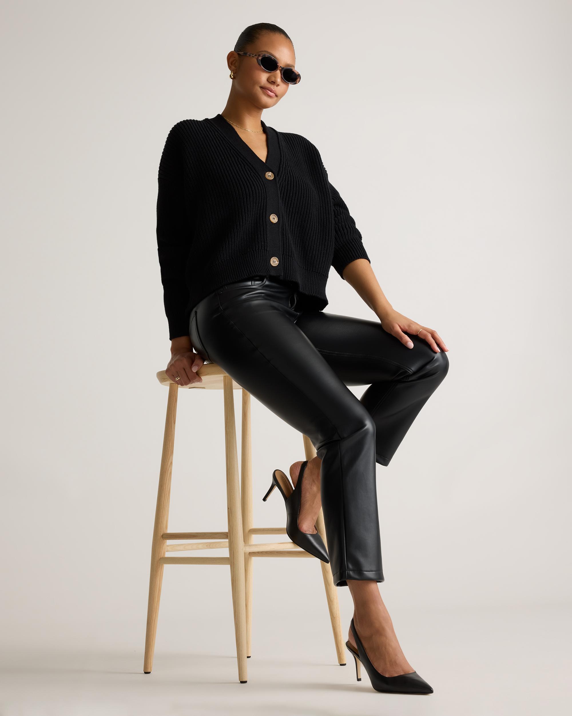 Quince | Women's Vegan Leather Straight Leg Pants Recycled Polyester Product Image
