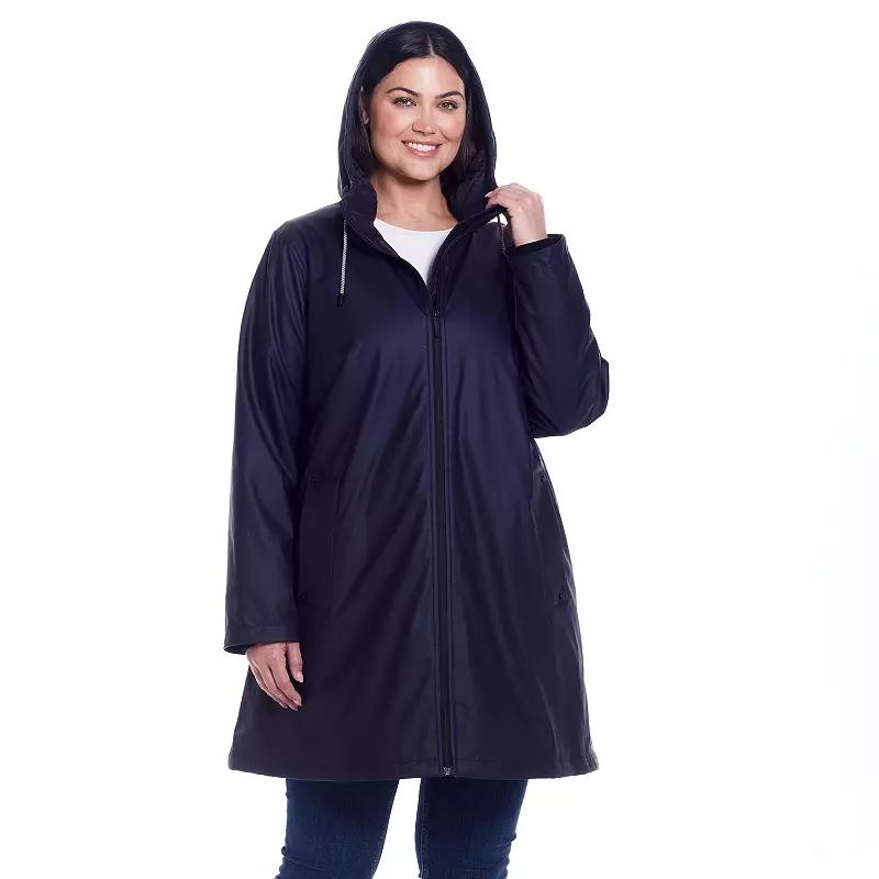 Plus Size Weathercast Water-Resistant Hooded Rain Jacket, Women's, Size: 3XL, Blue Product Image