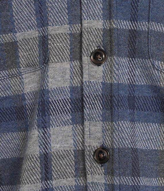 Roundtree & Yorke Long Sleeve Button Down Collar Large Plaid Knit Button-Front Shirt Product Image