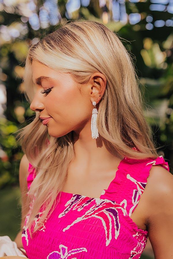 Vibrant Vibes Beaded Earrings In White Product Image