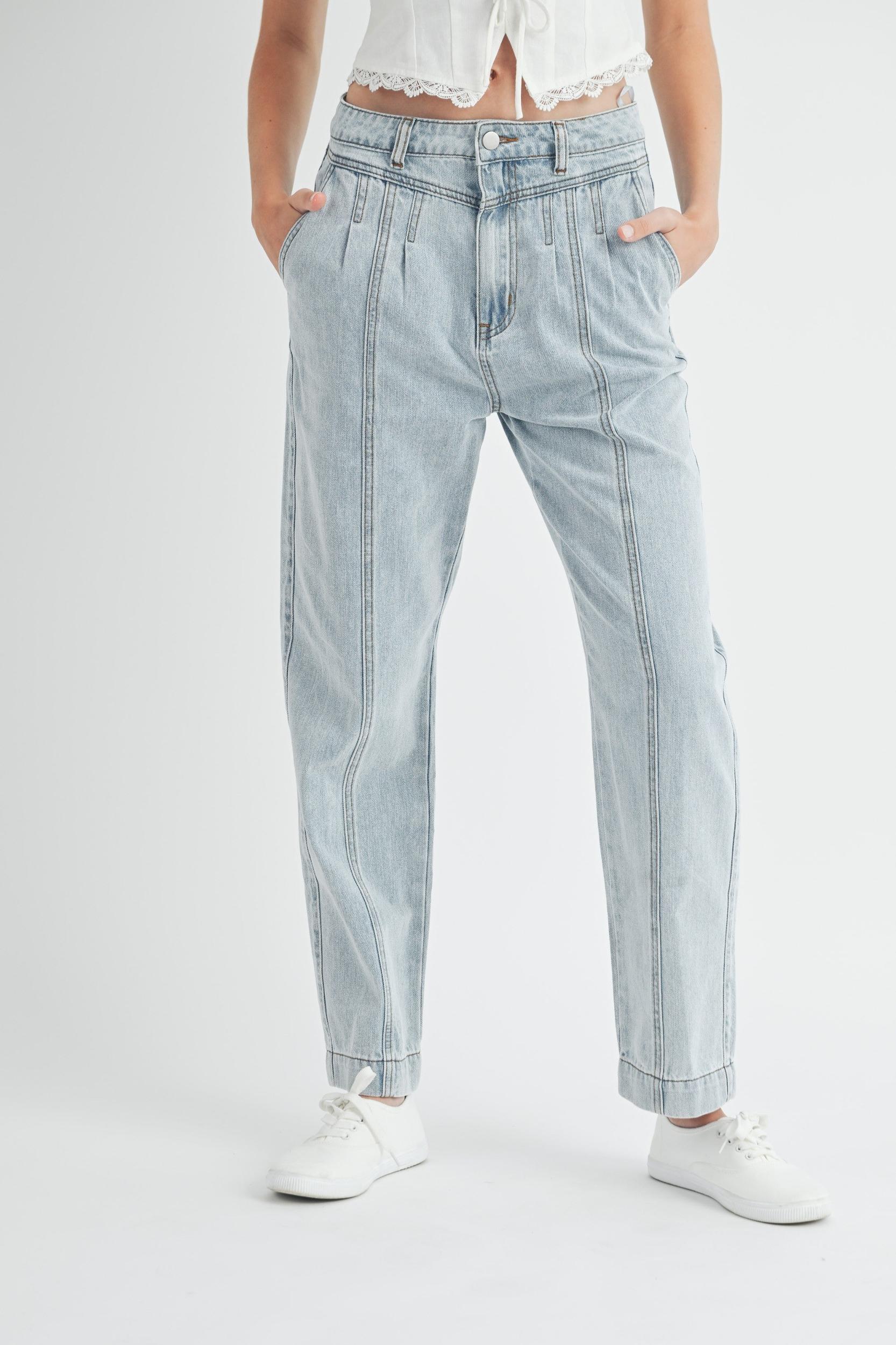 Pleated Detail Denim Jeans Product Image
