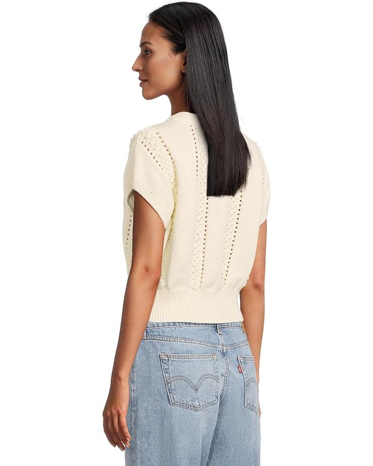 Shirred Sleeve Crew Neck Sweater Product Image
