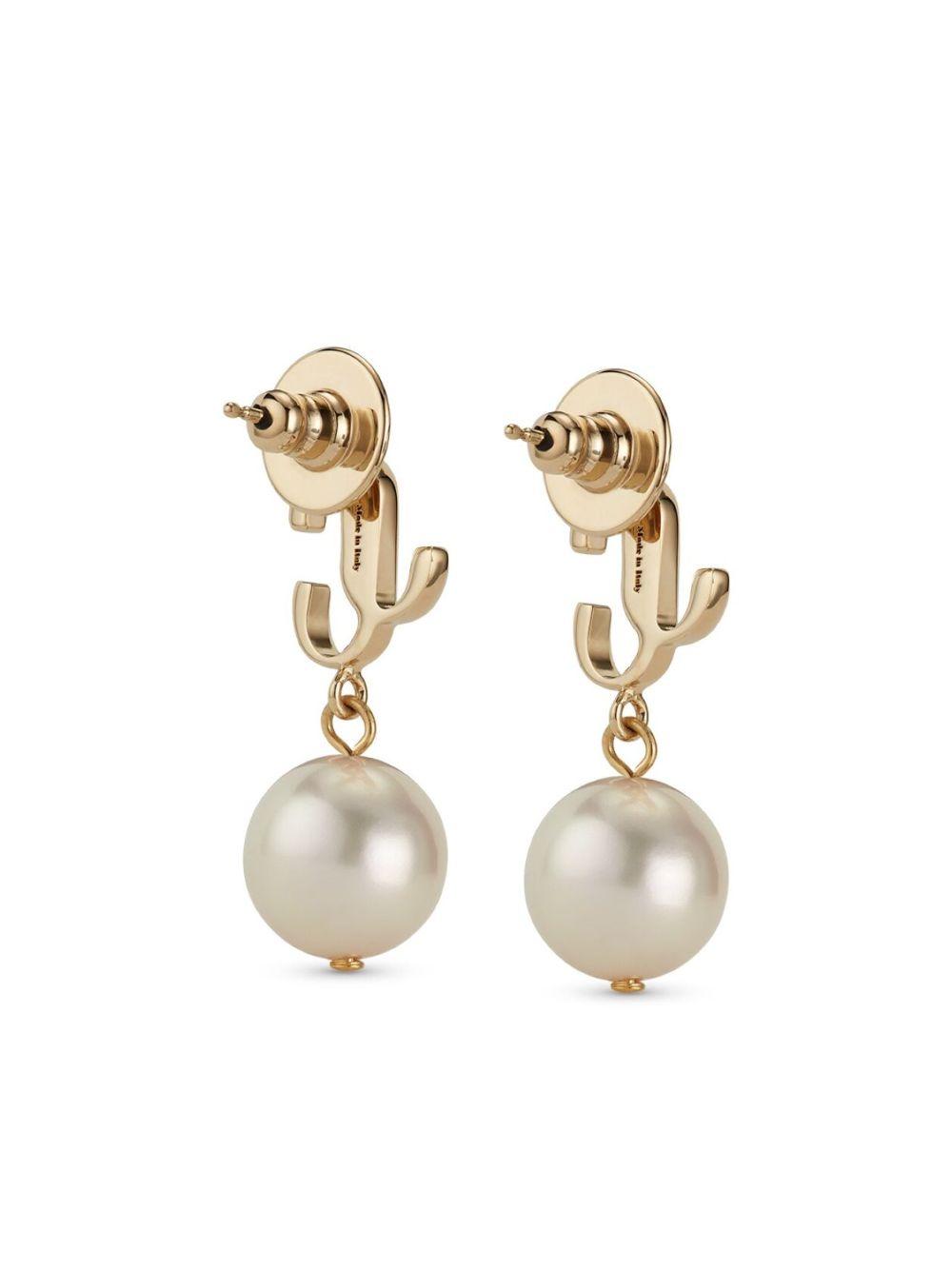 logo-lettering pearl earrings  Product Image