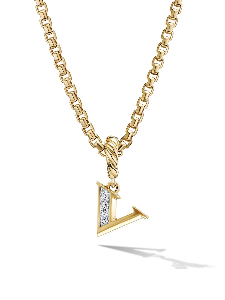 Womens Pav Initial Pendant in 18K Yellow Gold Product Image