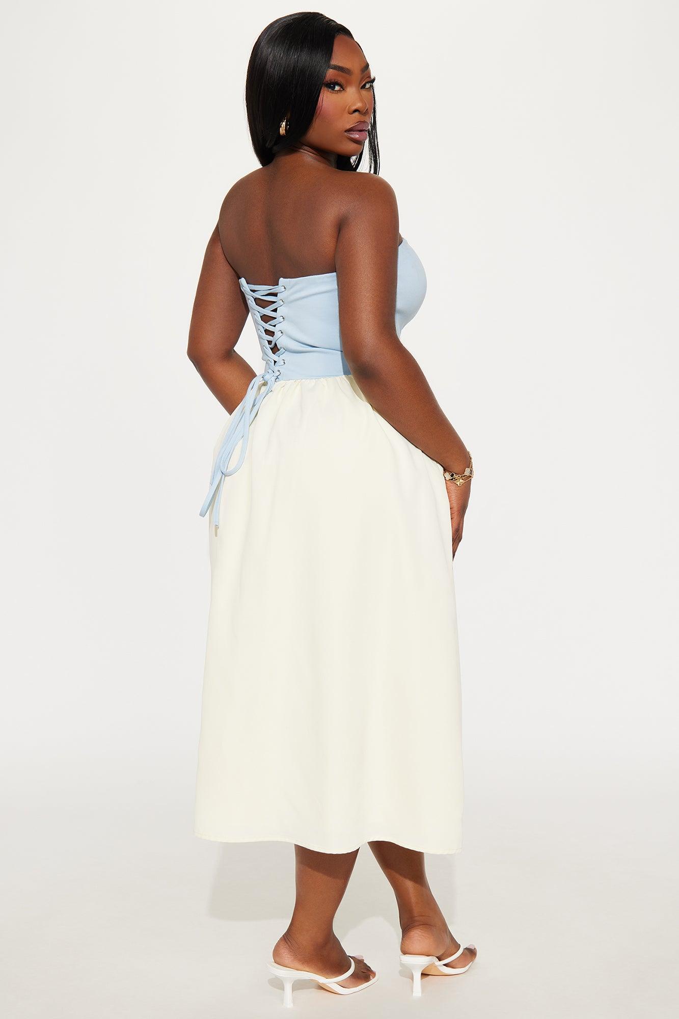 Gigi Strapless Midi Dress - Light Blue Product Image
