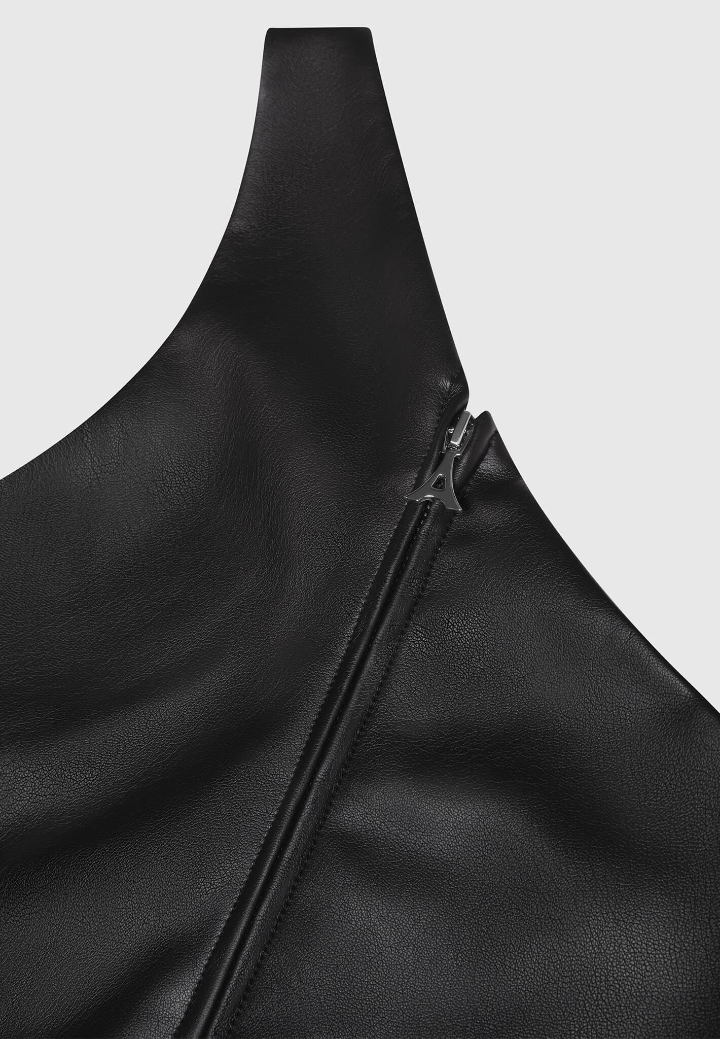 Leather Invisible Strap Top - Black Female Product Image