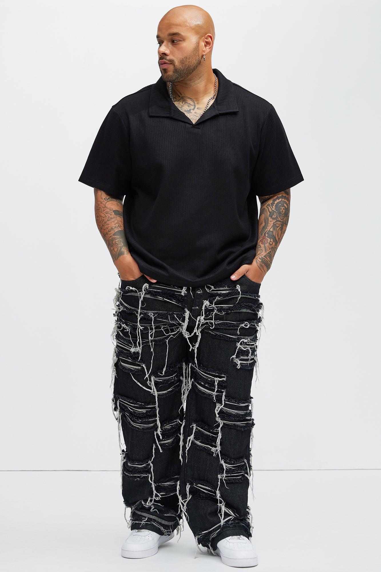 Jackson Frayed Dean Straight Jeans - Black Product Image