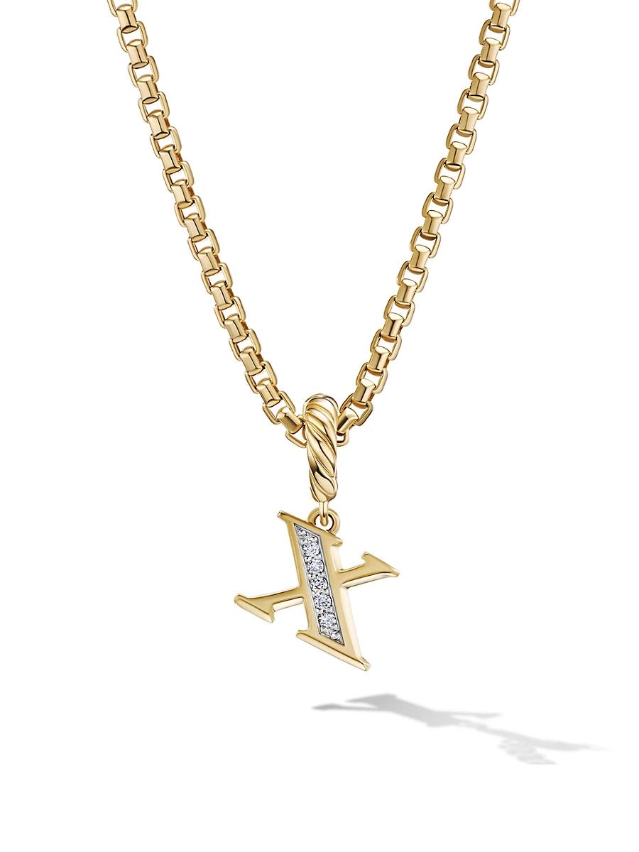 Womens Pav Initial Pendant in 18K Yellow Gold Product Image