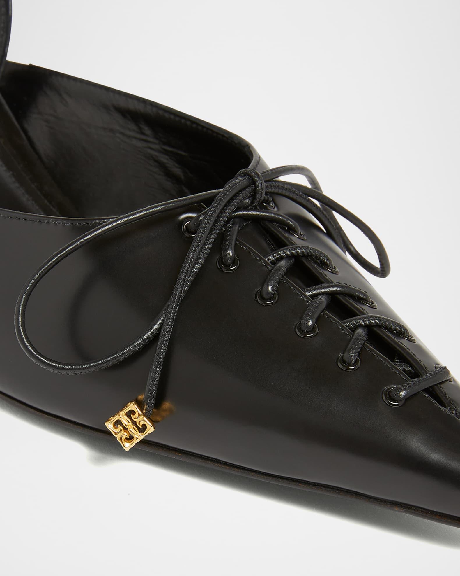 Leather Lace-Up Slingback Pumps Product Image