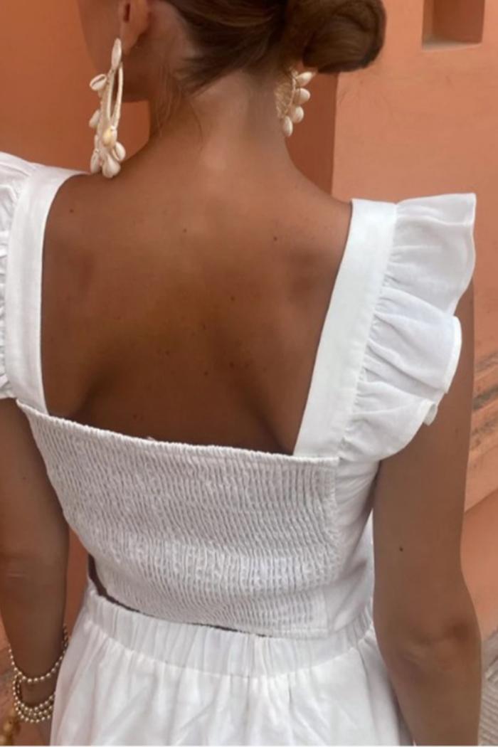 Ruffled Strap Embroidered Two-Piece Set Product Image