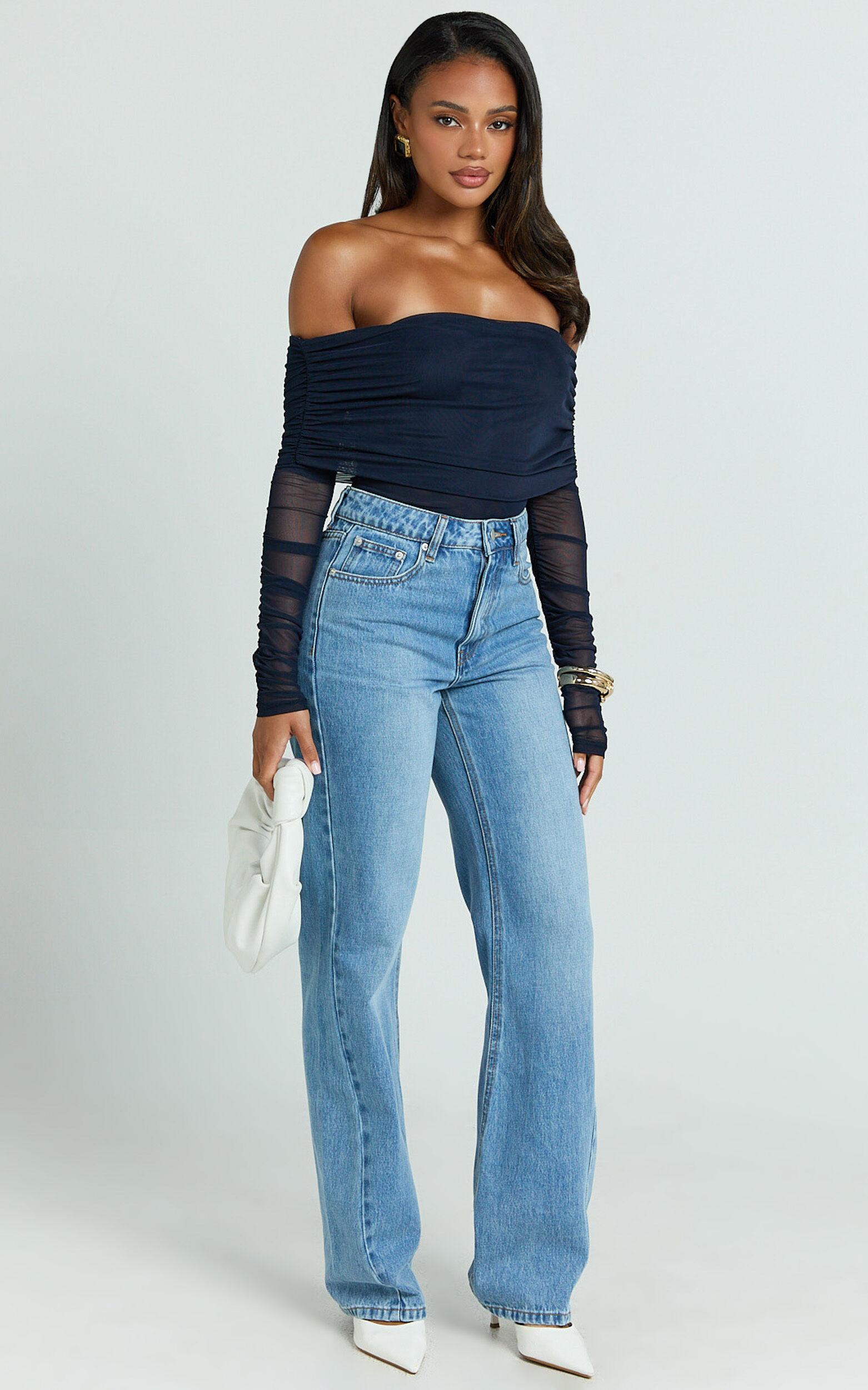 Abbie Jeans - Mid Rise Straight Leg Recycled Denim Jeans in Mid Blue Wash Product Image