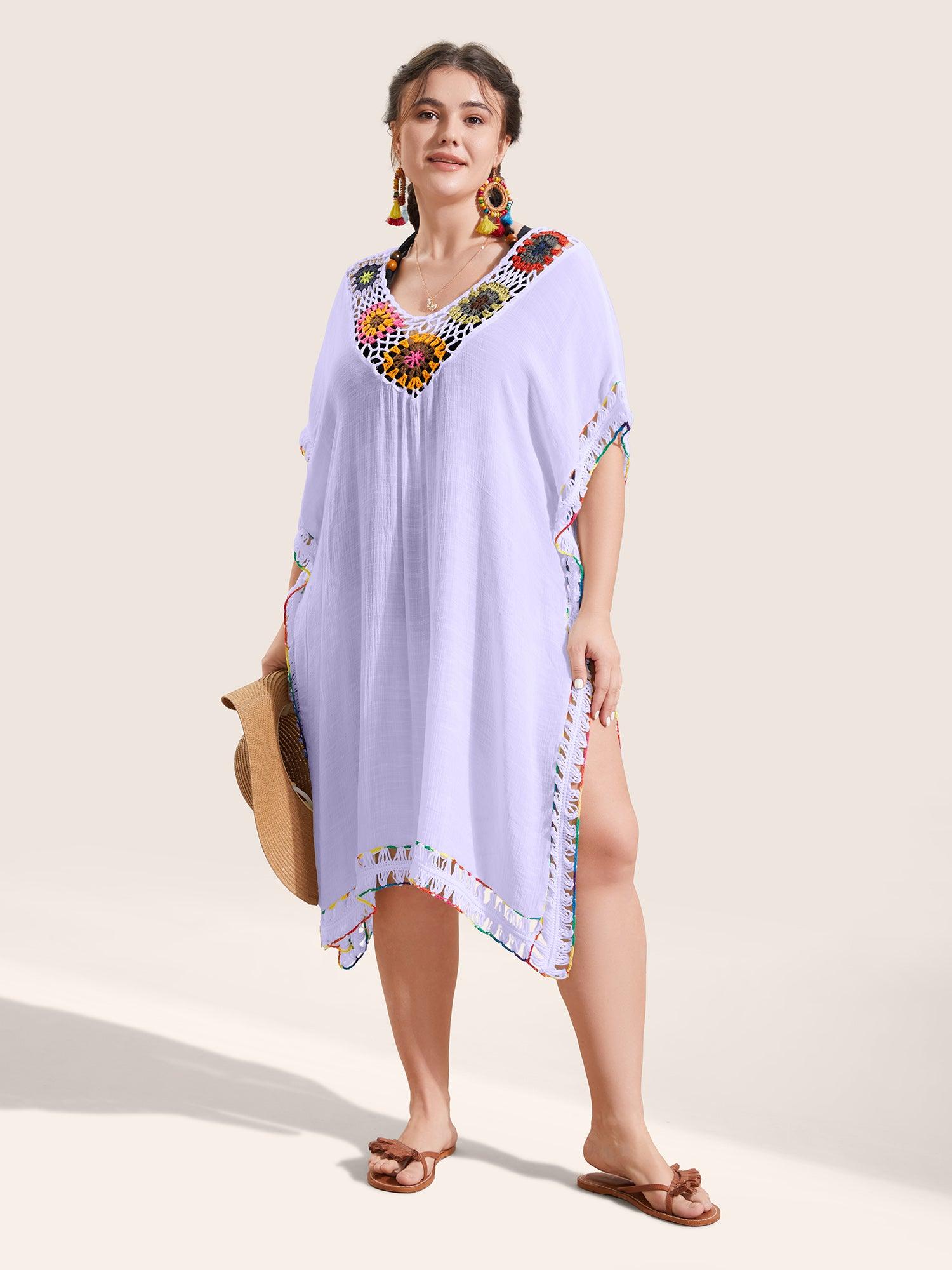 Colored Crochet Slit Hem Swim Cover Up Female Product Image