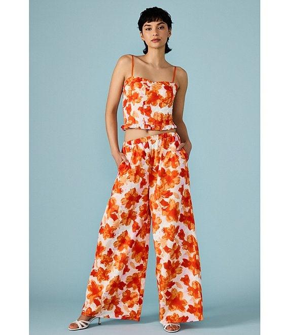 Stevie by Steve Madden Floral Print High Rise Flowy Pull-On Pant Product Image