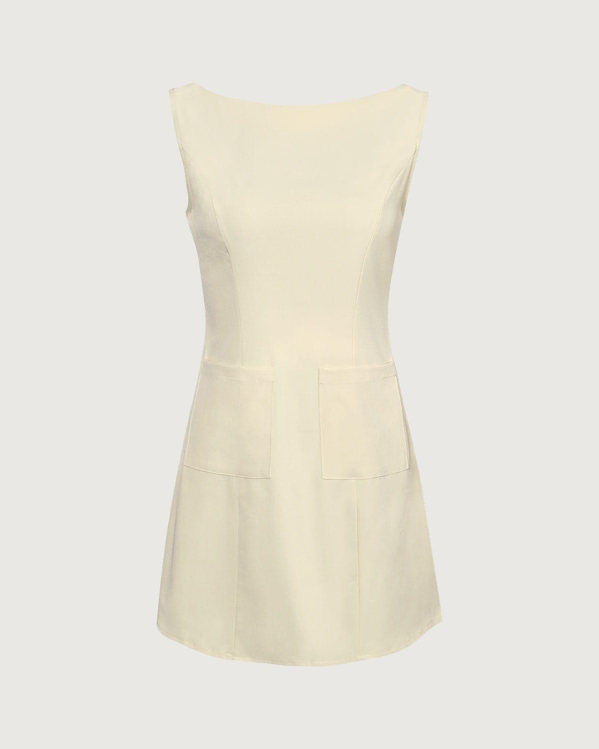 The Yellow Boat Neck Cutout Mini Dress Product Image
