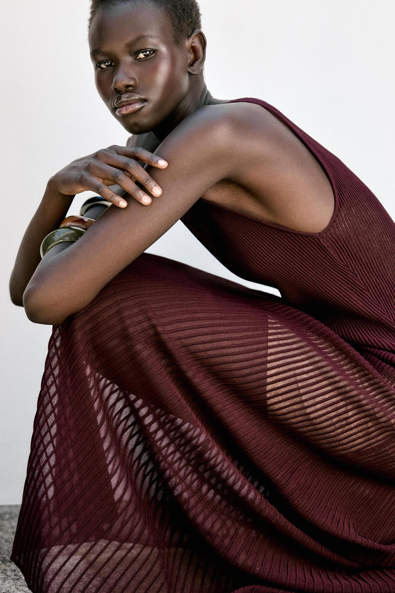 RIBBED KNIT MAXI DRESS Product Image