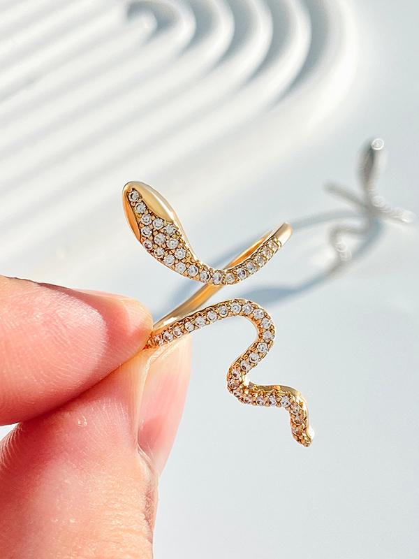Rhinestone Snake Shape Solid Color Rings Accessories Product Image