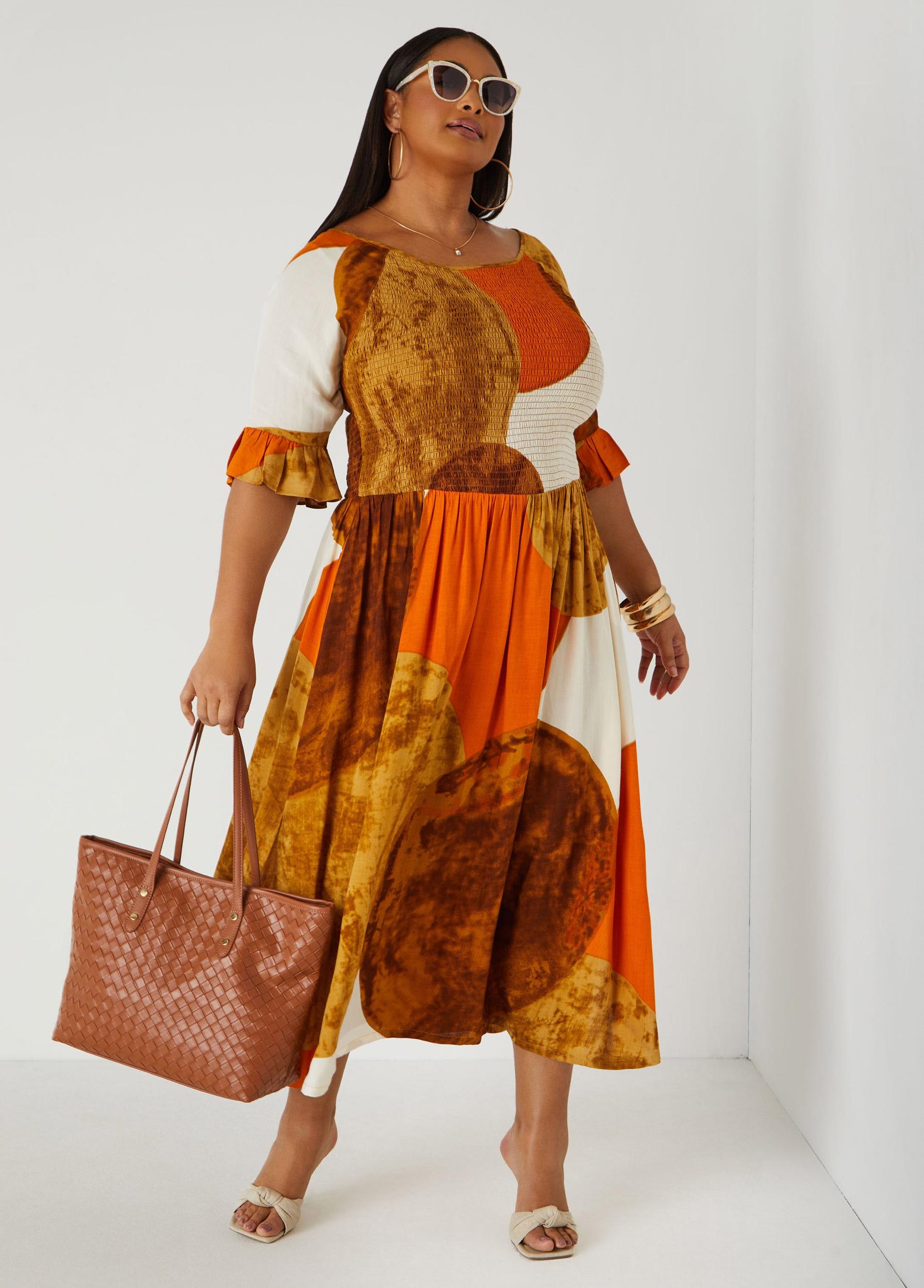 Printed Smocked Maxi Dress Product Image