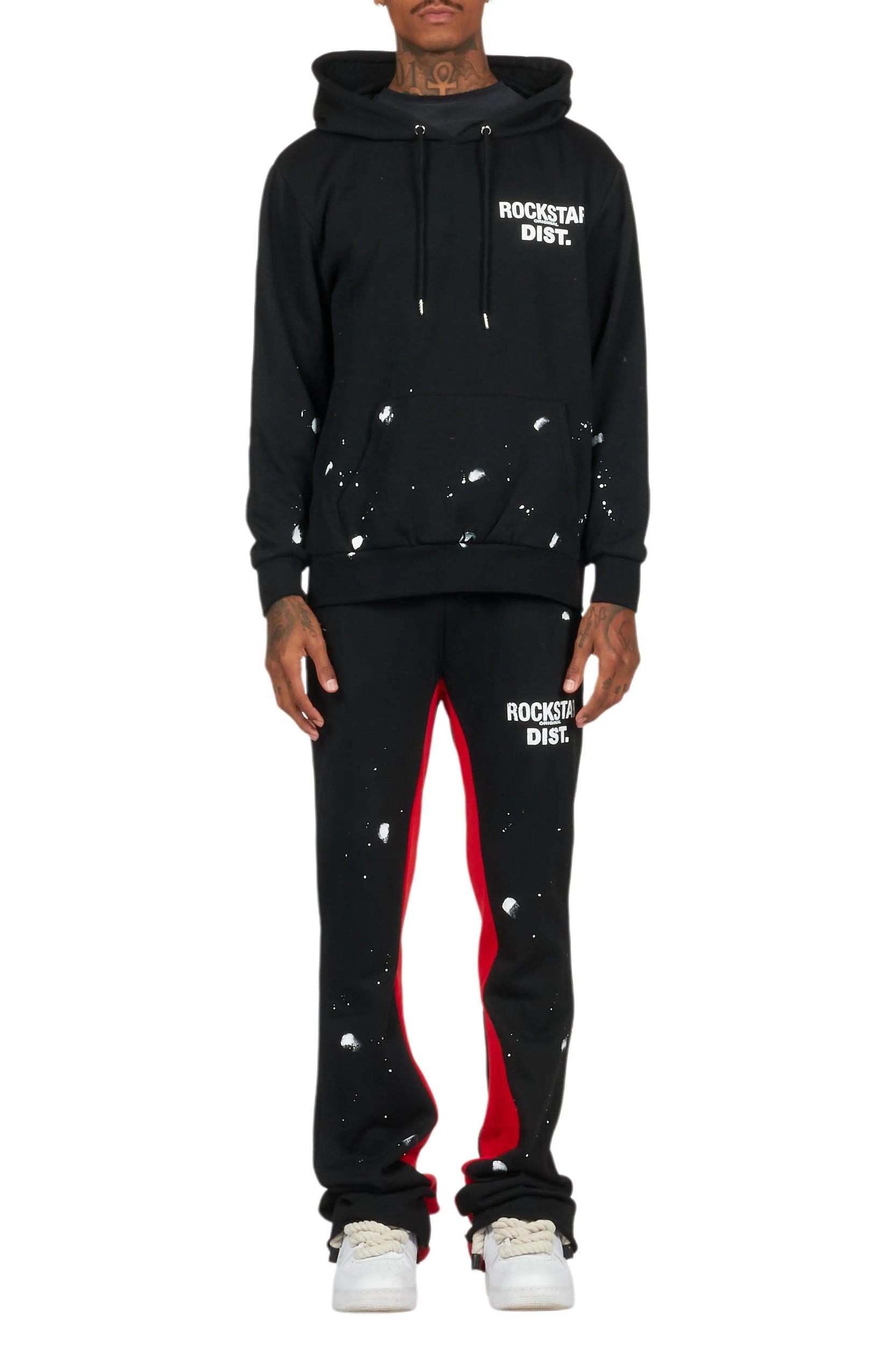 Raffer Black/Red Hoodie Baggy Fit Pant Track Set Male Product Image