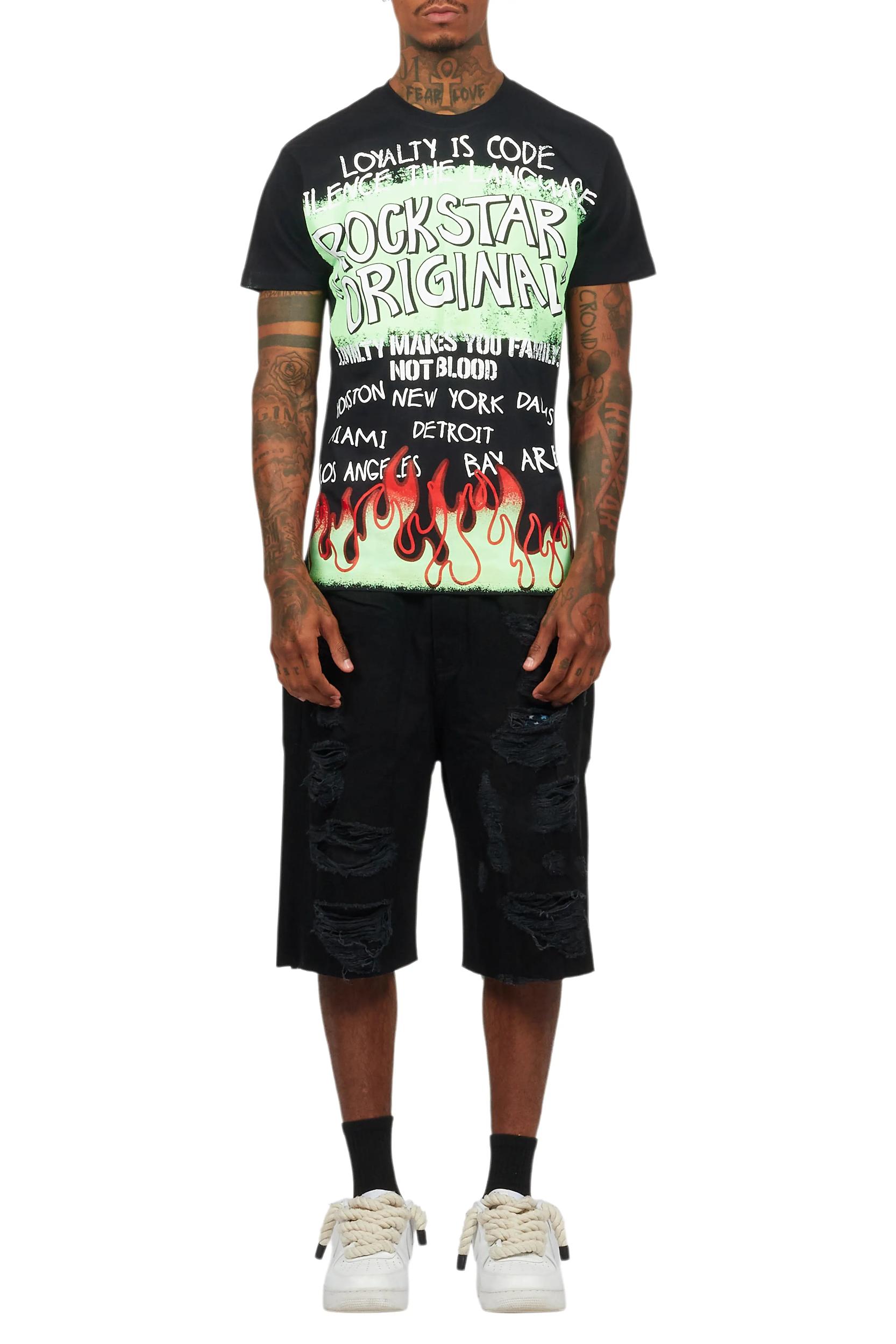 Beno Black T-Shirt/Denim Short Set Male Product Image