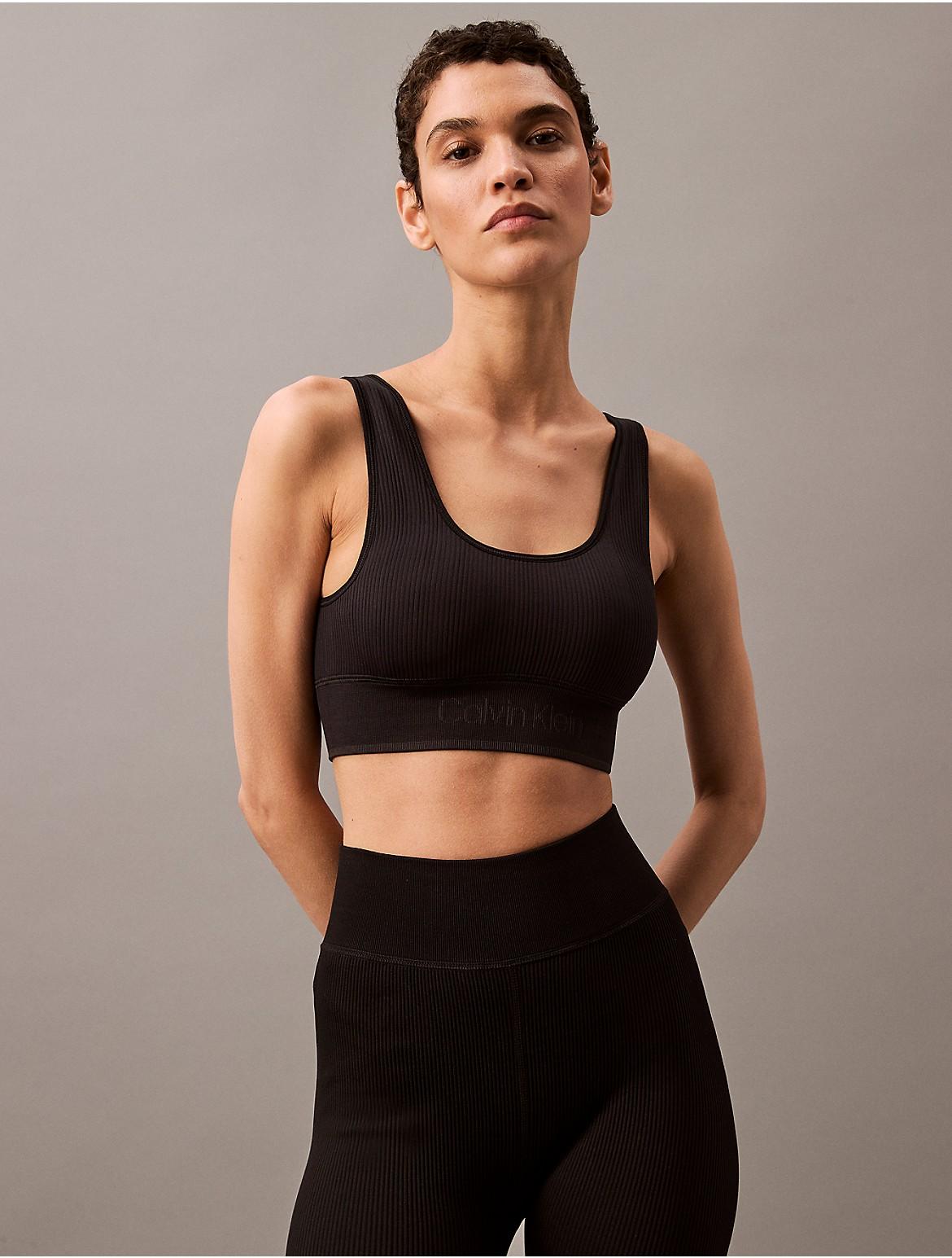 Calvin Klein Womens Rib Sport Medium Impact Sports Bra - Black Product Image