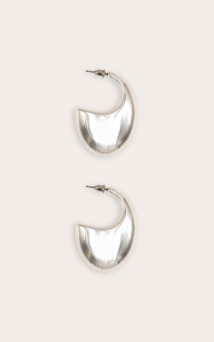 Silver Smooth Flat Chunky Hoop Earrings Product Image