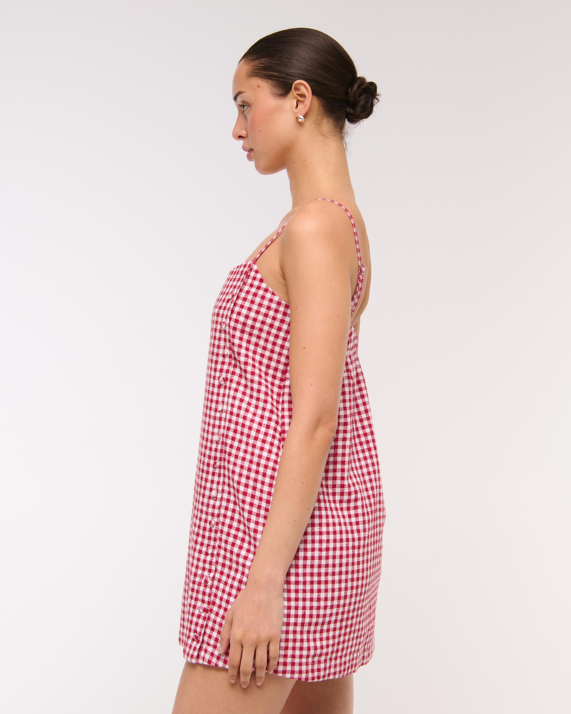 Linen-Blend Button Skort Product Image