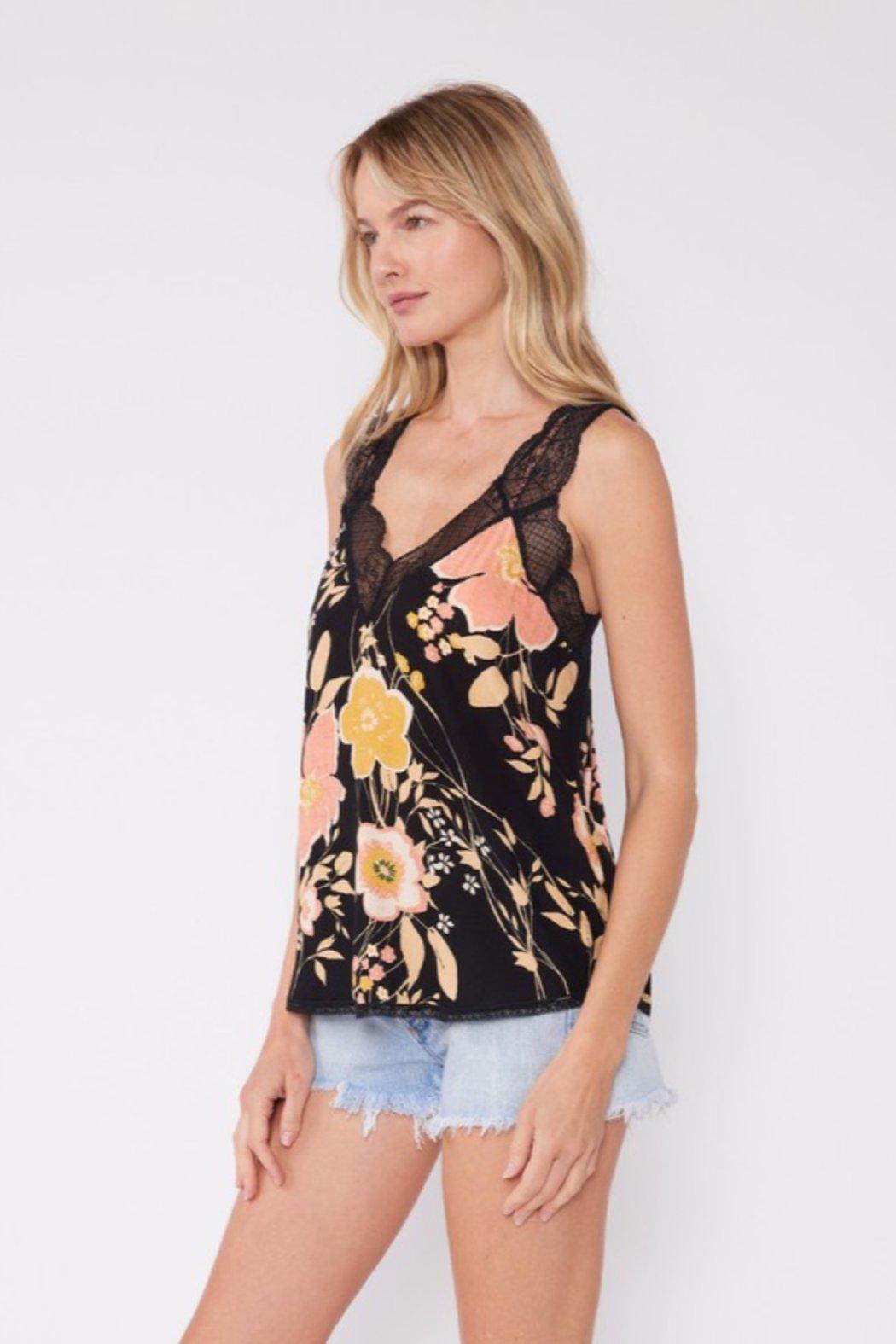 Floral Lace Trim Tank Product Image