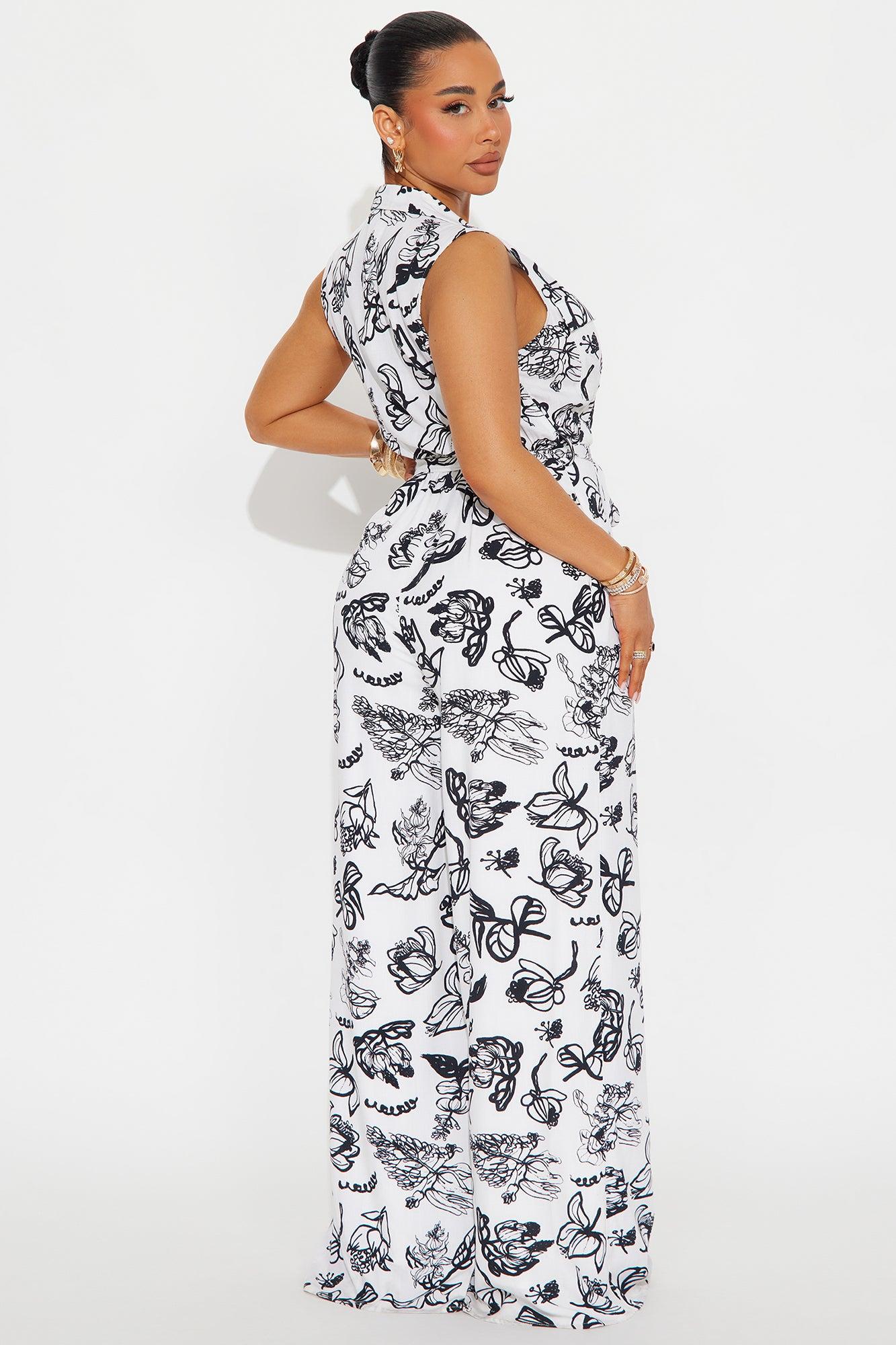 Holly Button Up Jumpsuit - Ivory/combo Product Image