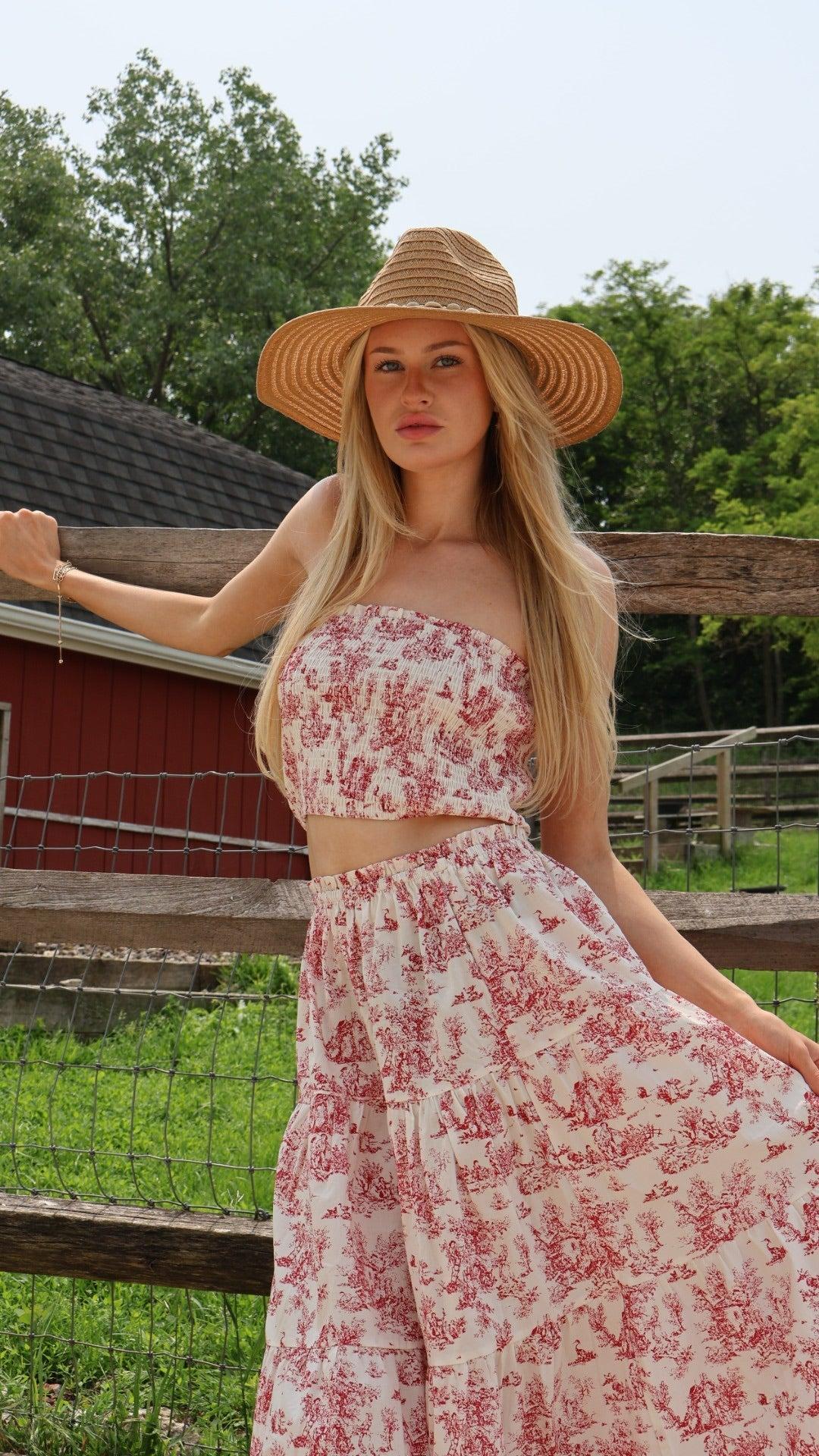 Shirred Print Tube Top Product Image