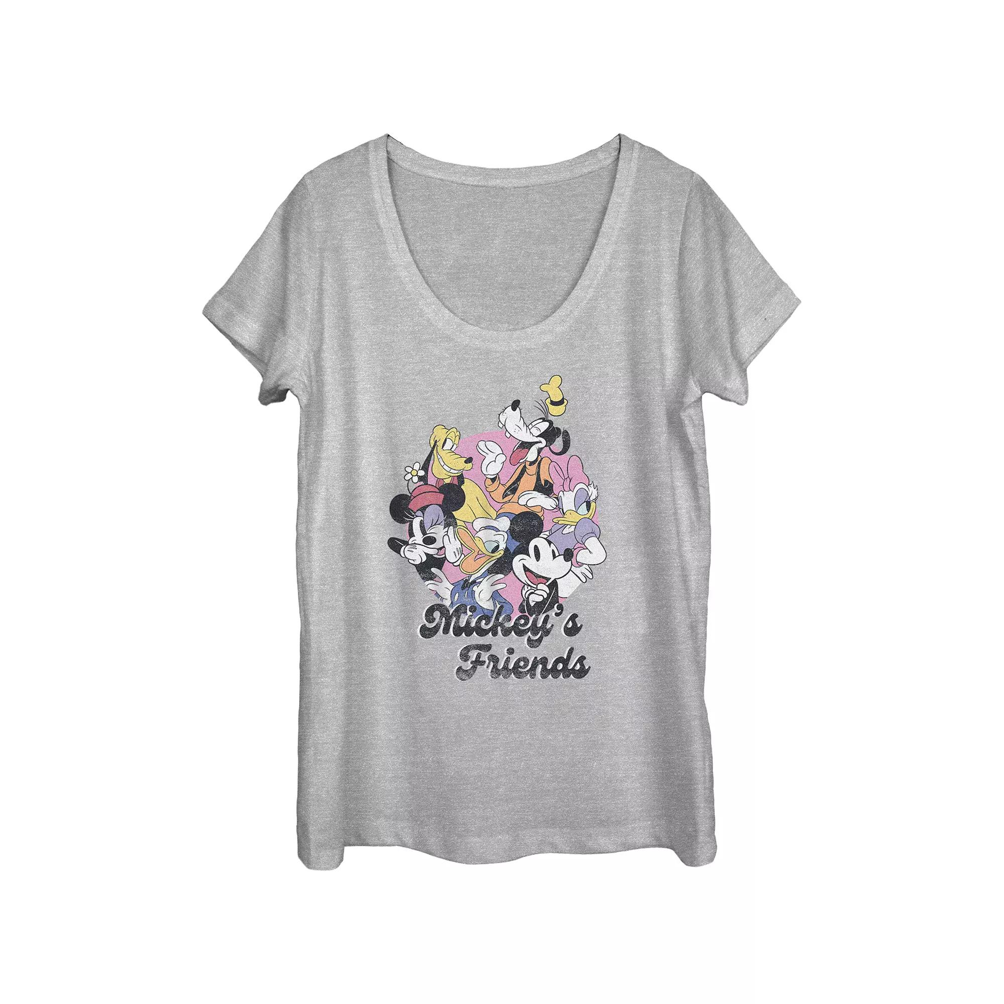 Disney's Mickey Mouse And Friends Laughing Scoop Neck Juniors' Graphic Tee, Women's,  Product Image