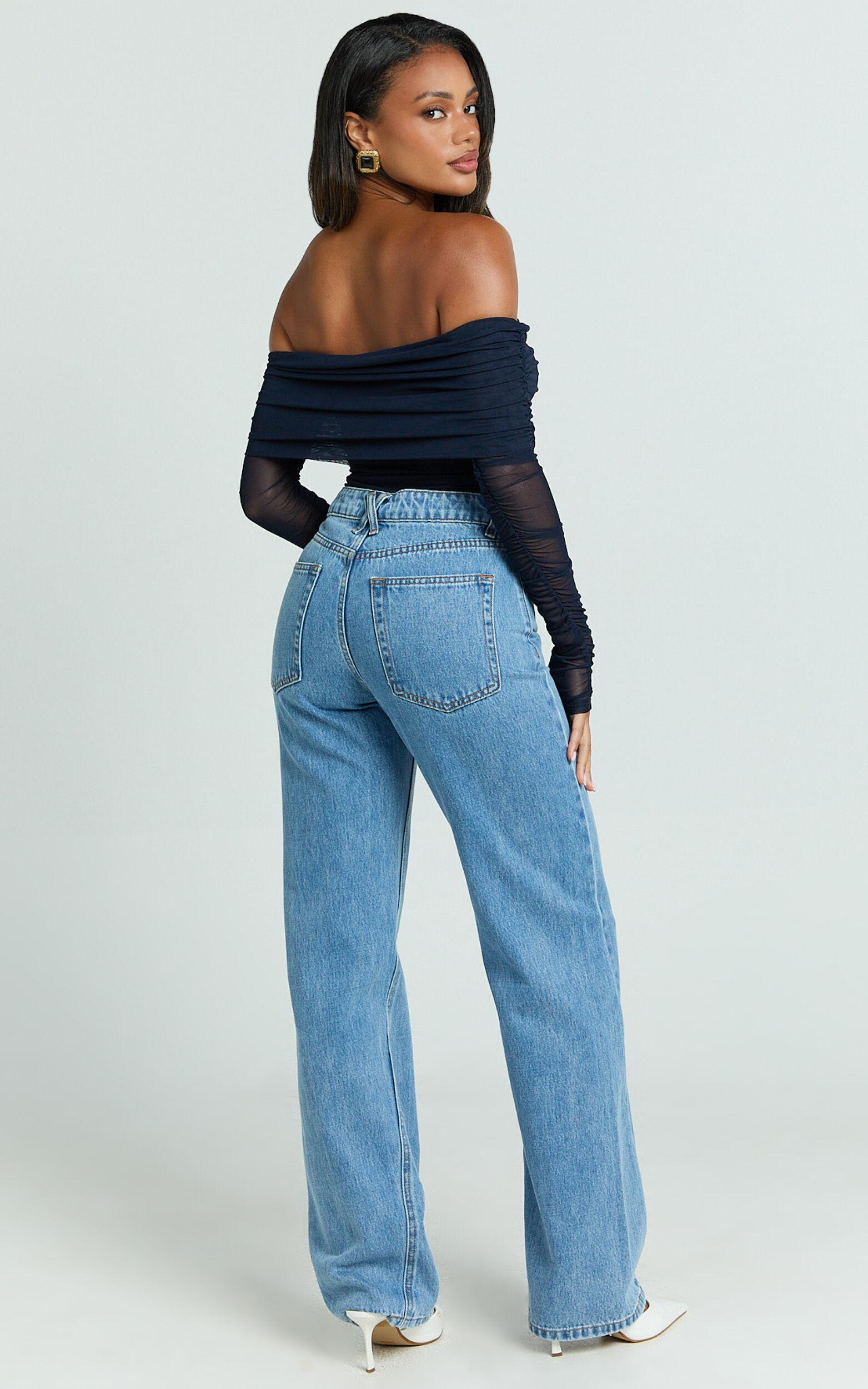Abbie Jeans - Mid Rise Straight Leg Recycled Denim Jeans in Mid Blue Wash Product Image