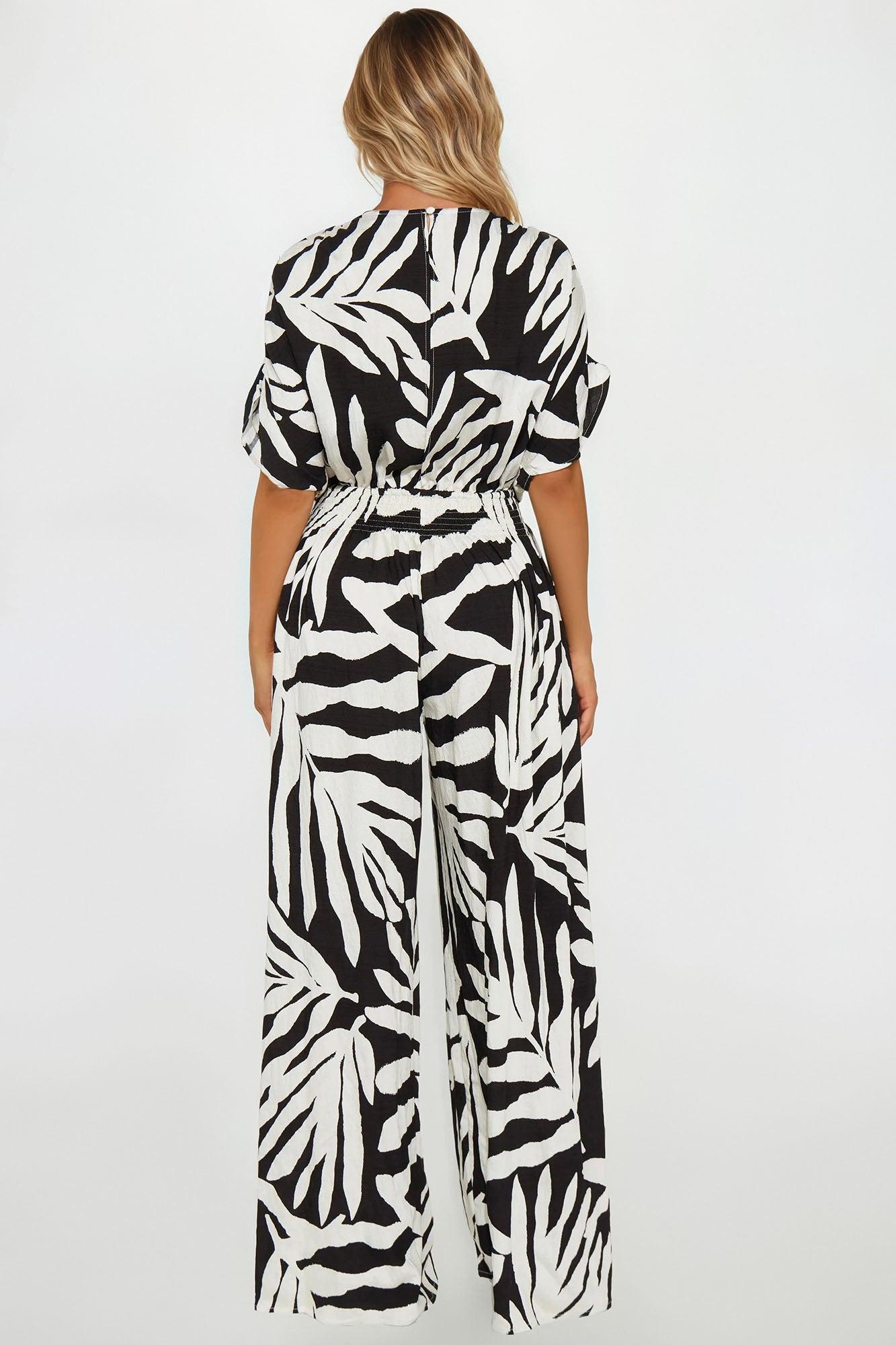 Secret Island Linen Jumpsuit - Black/combo Product Image