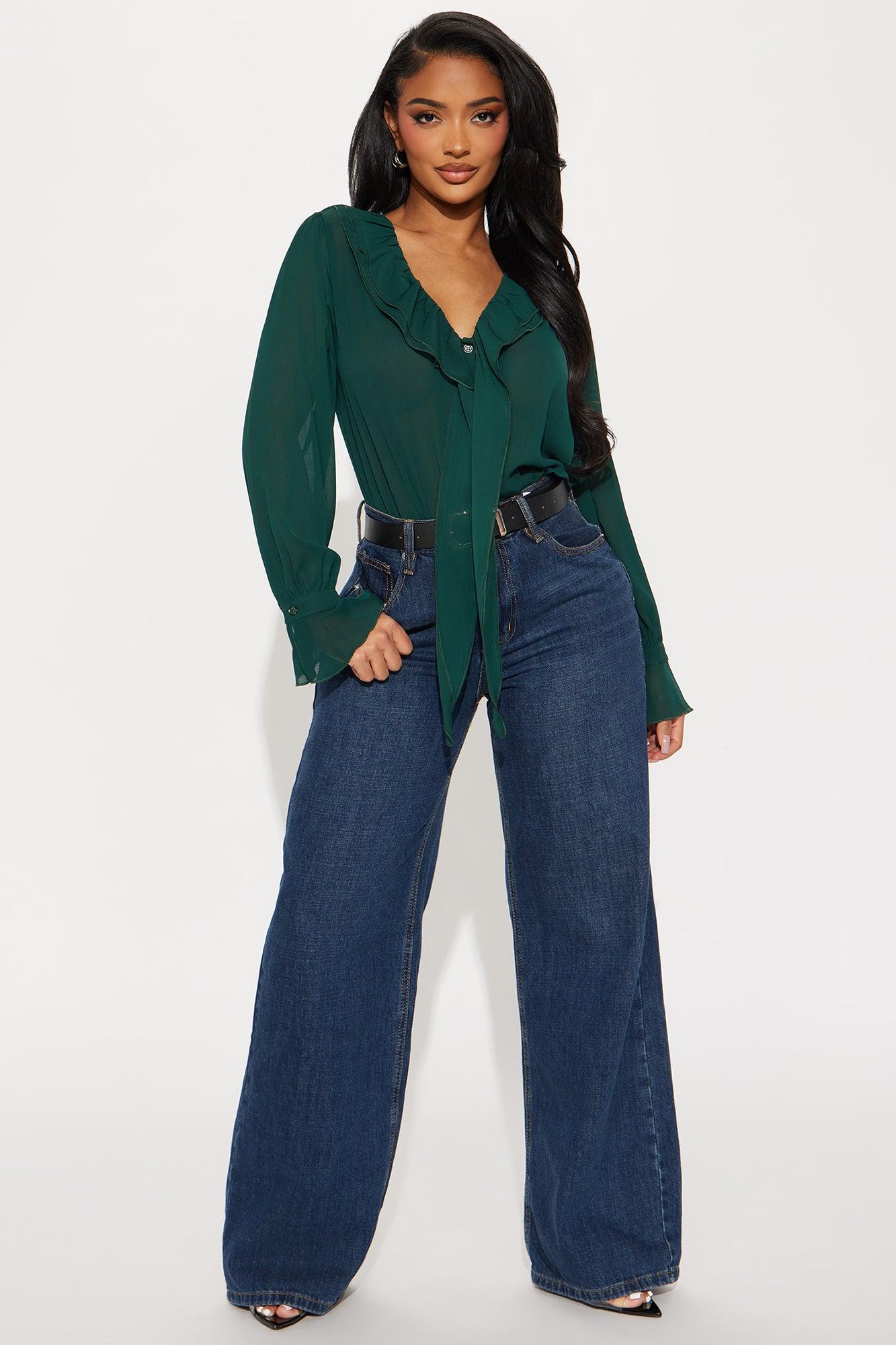 Zephyra Ruffle Top - Hunter Product Image