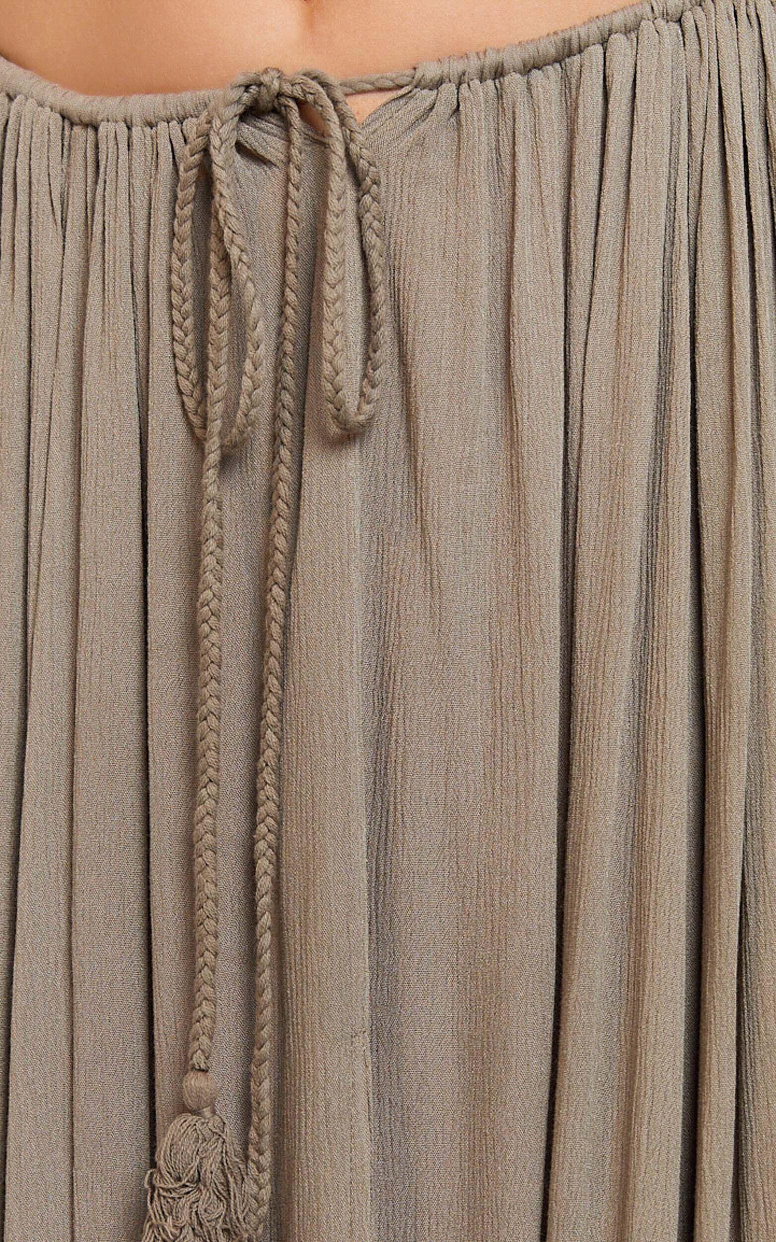 Under The Twilight Maxi Skirt - Thigh Split Skirt in Olive Product Image